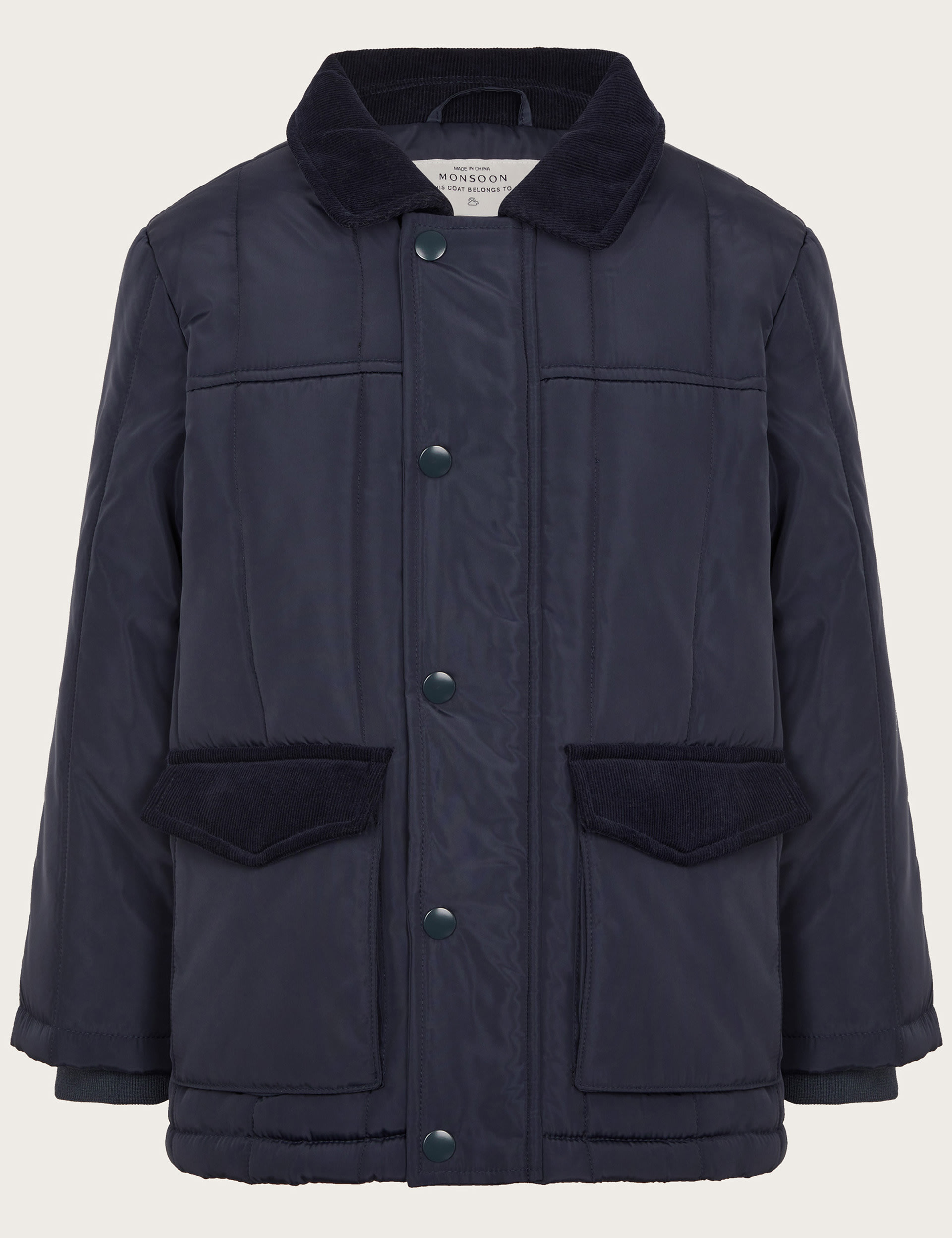 Monsoon Boys CORD COLLAR QUILTED JACKET - 3-4 Y - Navy, Navy