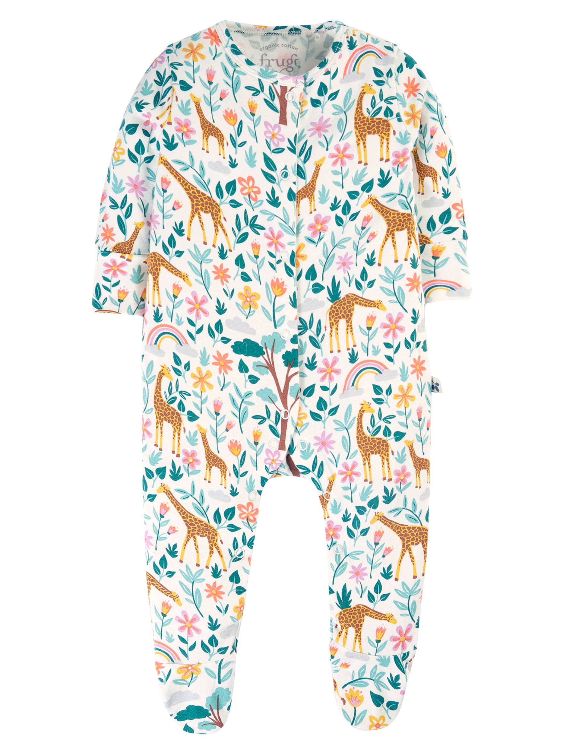 Frugi Girls Pure Cotton Giraffe Bodysuit (7lbs-18 Mths) - 6-9M - White Mix, White Mix