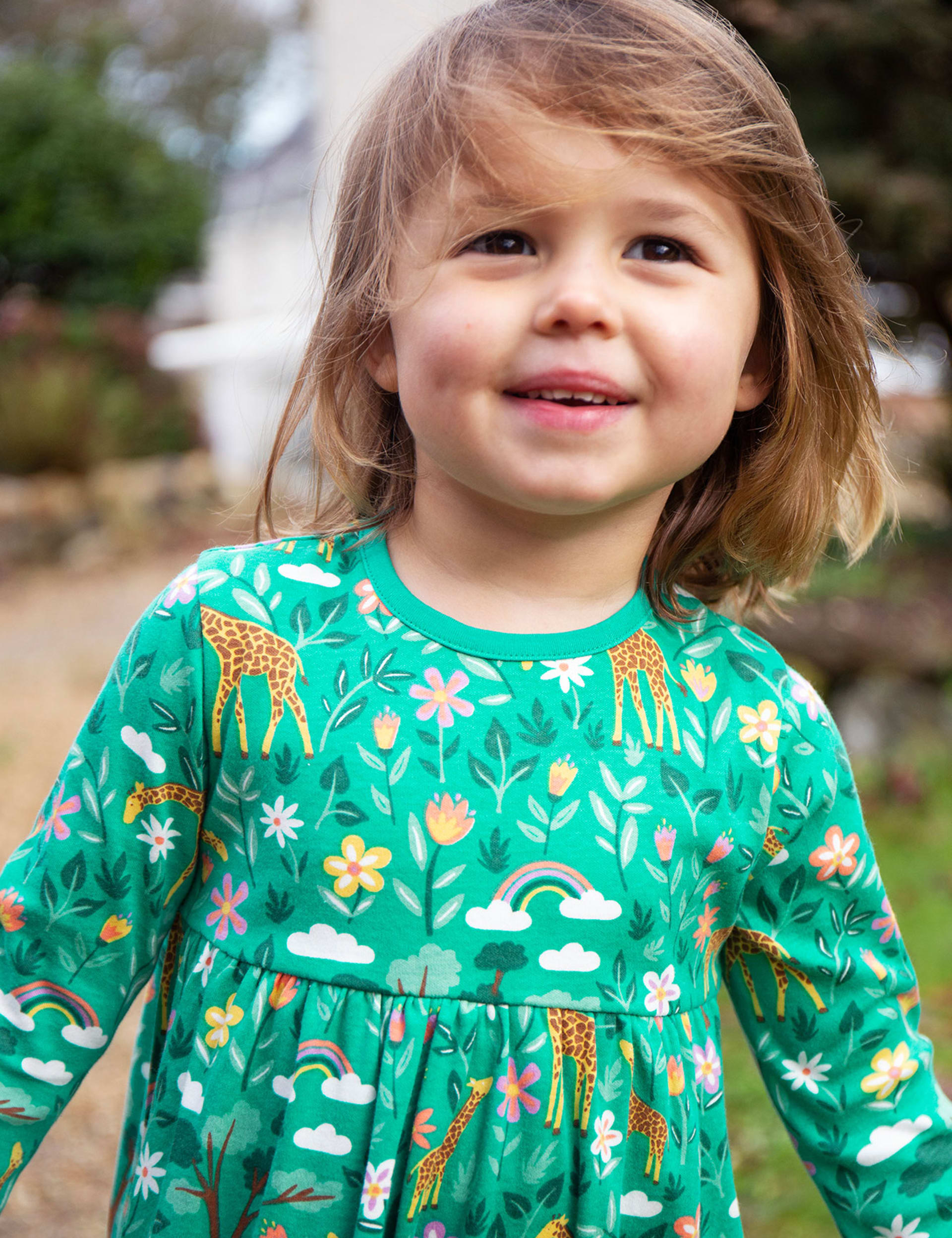 Frugi Girls Pure Cotton Giraffe Dress (0-8 Yrs) - 0-3 M - Multi, Multi