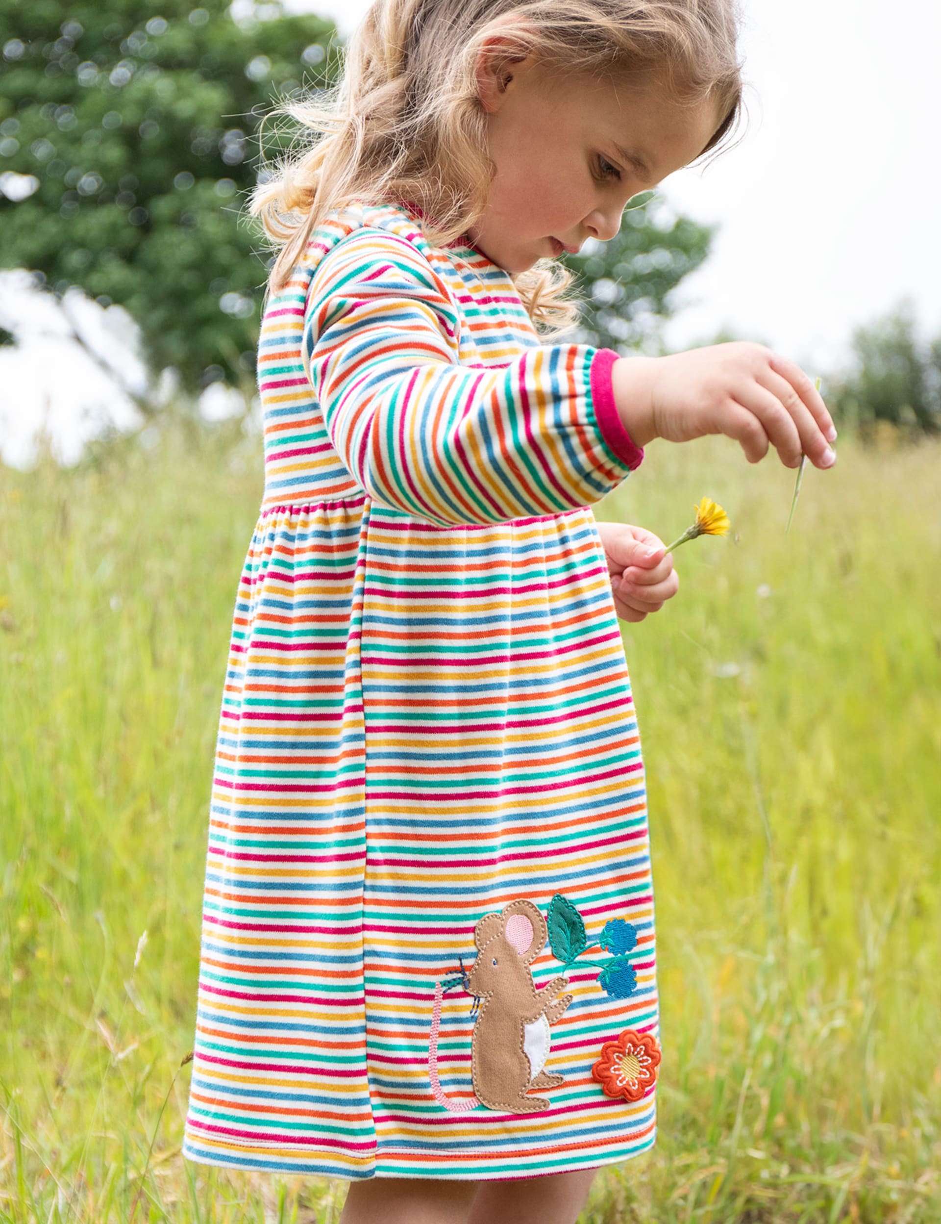 Frugi Girls Pure Cotton Striped Dress (0-8 Yrs) - 0-3 M - Multi, Multi