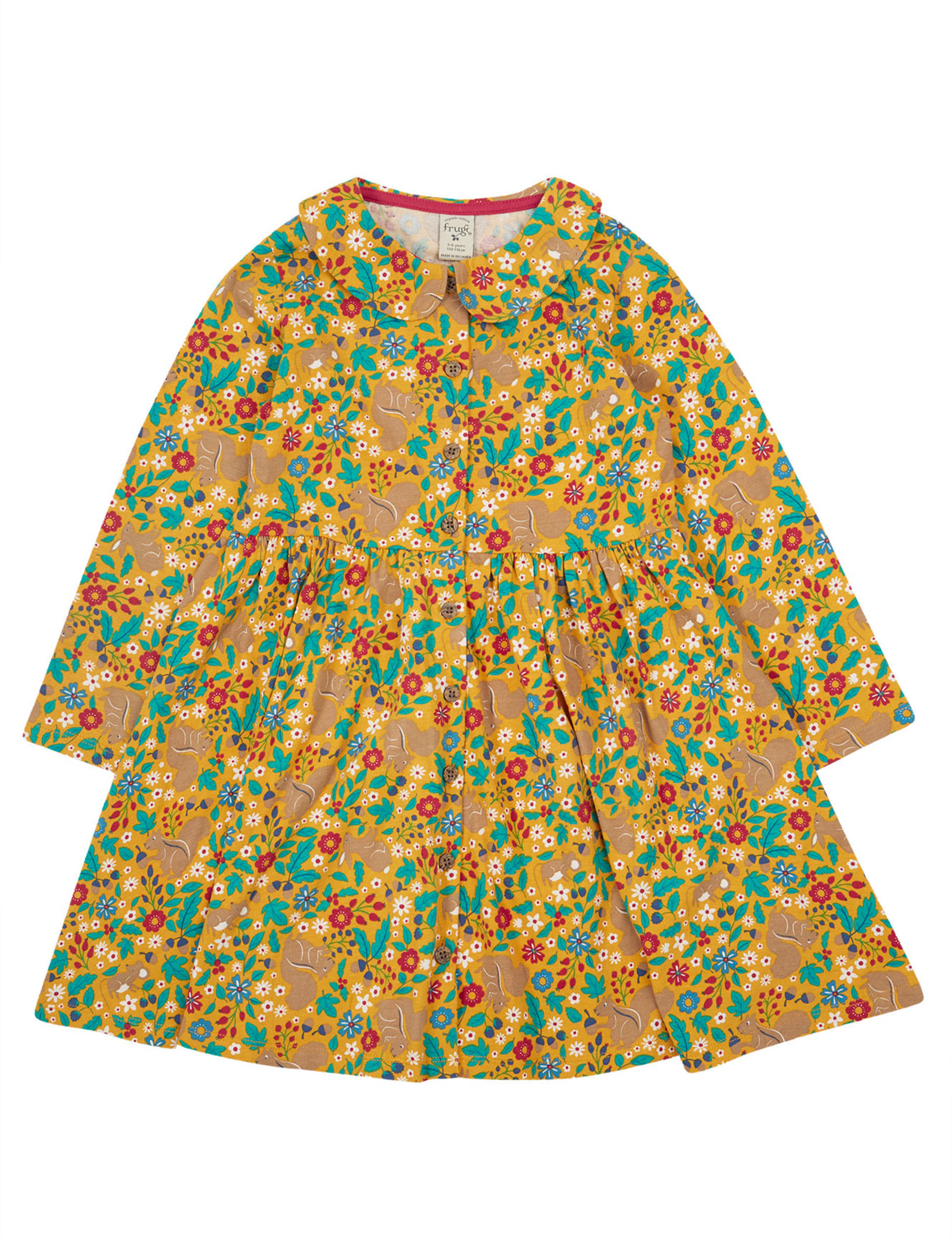 Frugi Girls Pure Cotton Floral Dress (0-8 Yrs) - 0-3 M - Yellow Mix, Yellow Mix