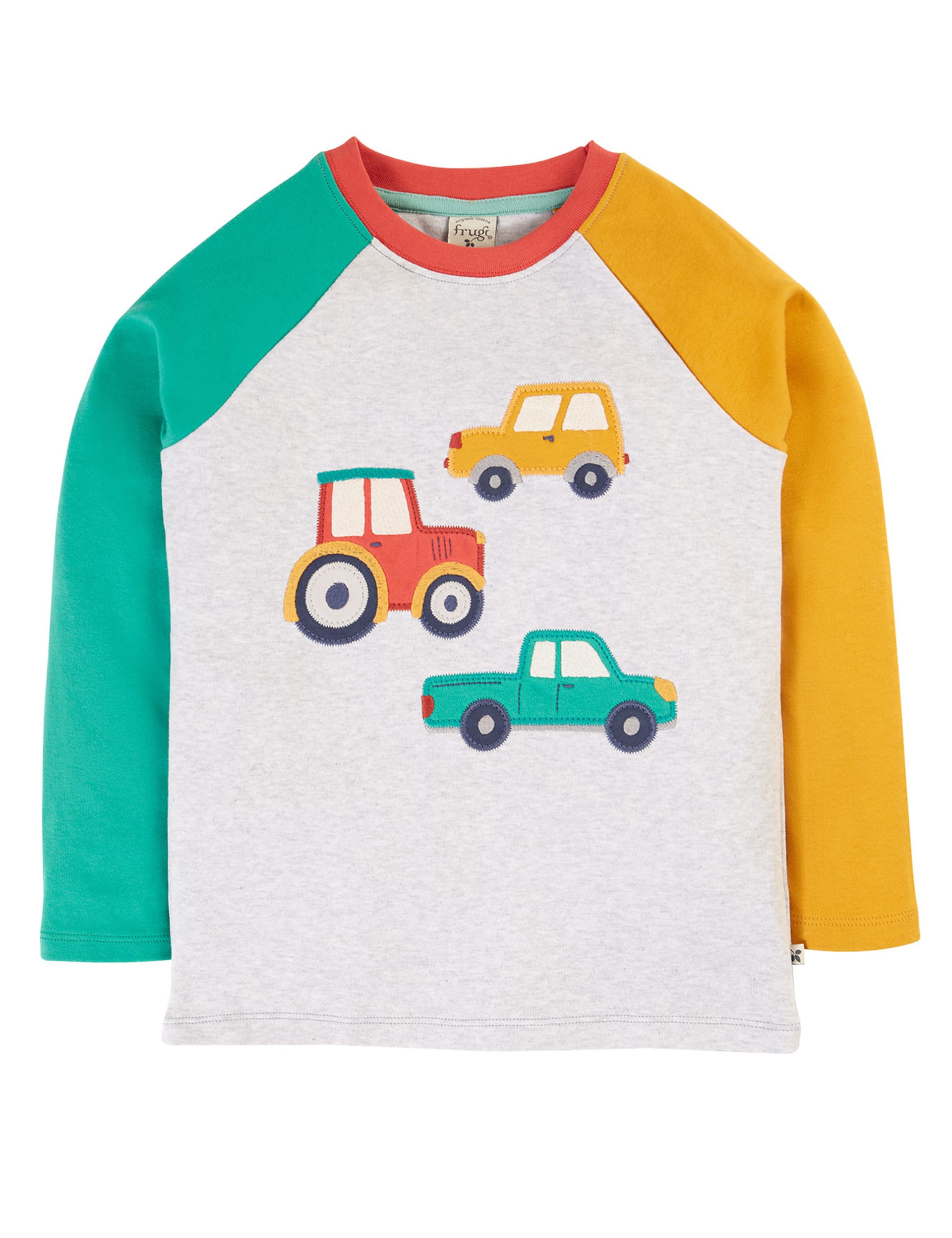 Frugi Boys Pure Cotton Transport Appliqu Top (0-10 Yrs) - 0-3 M - Grey, Grey