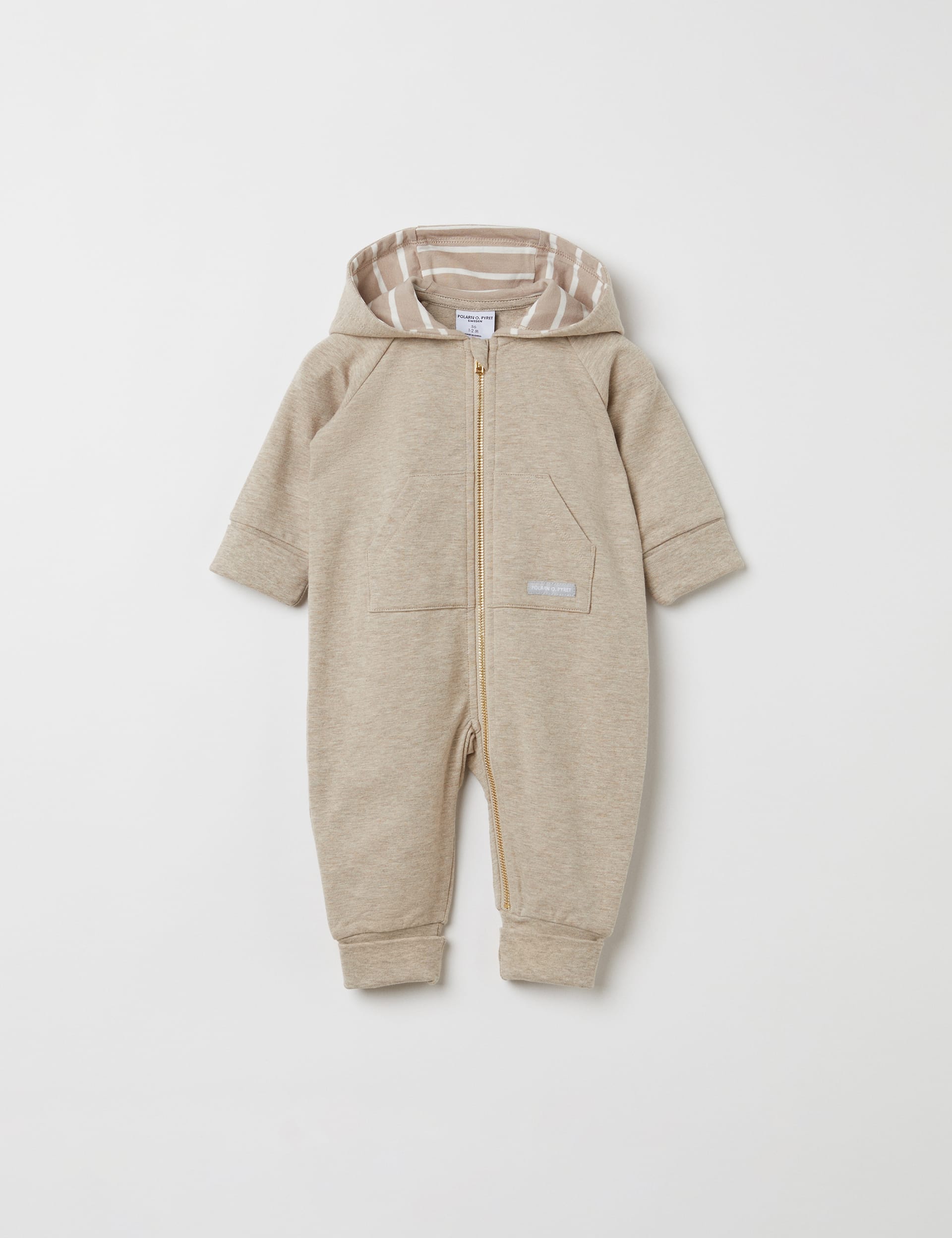 Polarn O. Pyret Cotton Rich Hooded Zip All In One (7lbs -24 Mths) - 2-4M - Ecru, Ecru