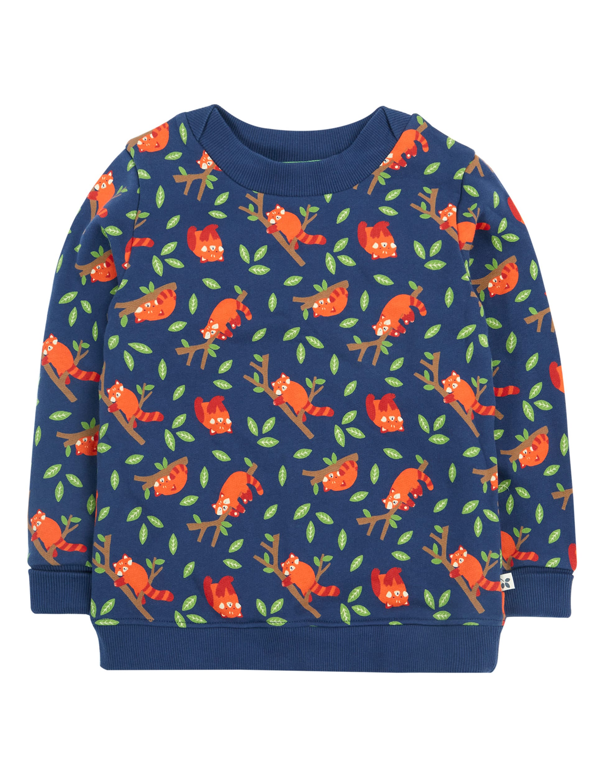 Frugi Boys Pure Cotton Red Panda Print Sweatshirt (0-8 Yrs) - 7-8 Y - Navy Mix, Navy Mix