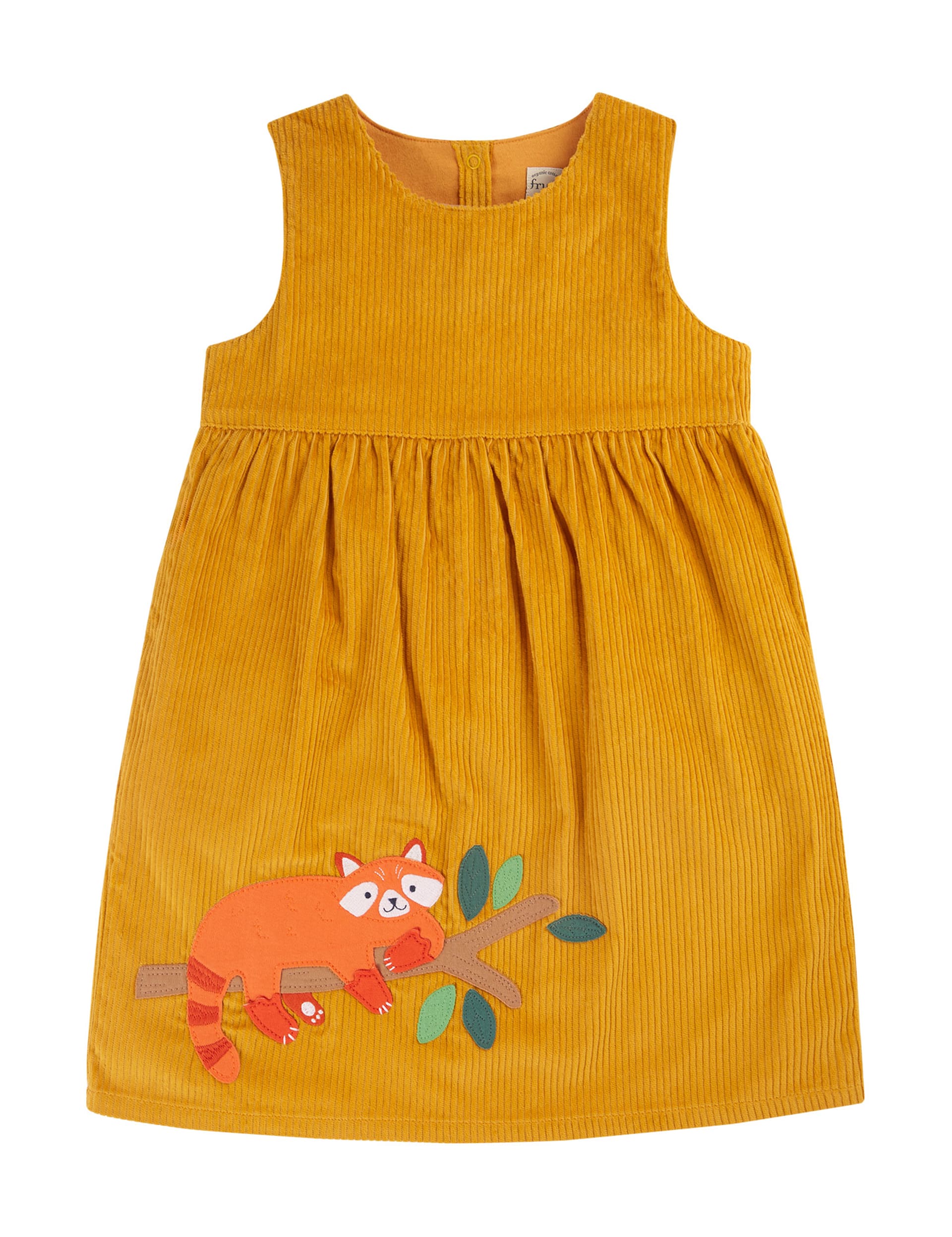 Frugi Girls Cord Red Panda Dress (0-7 Yrs) - 7-8 Y - Yellow Mix, Yellow Mix