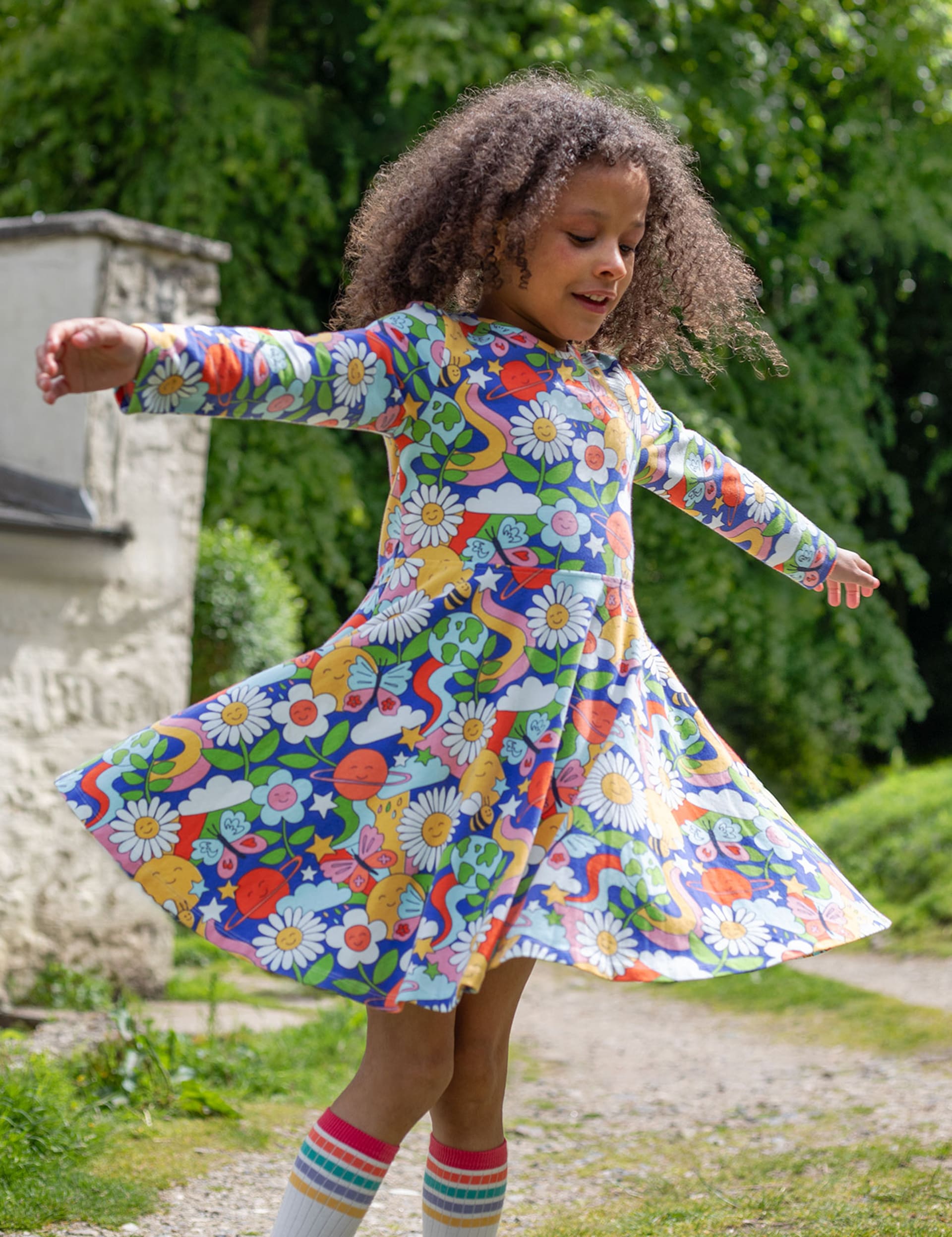 Frugi Girls Cotton Rich Printed Dress (2-10 Yrs) - 8-9 Y - Multi, Multi