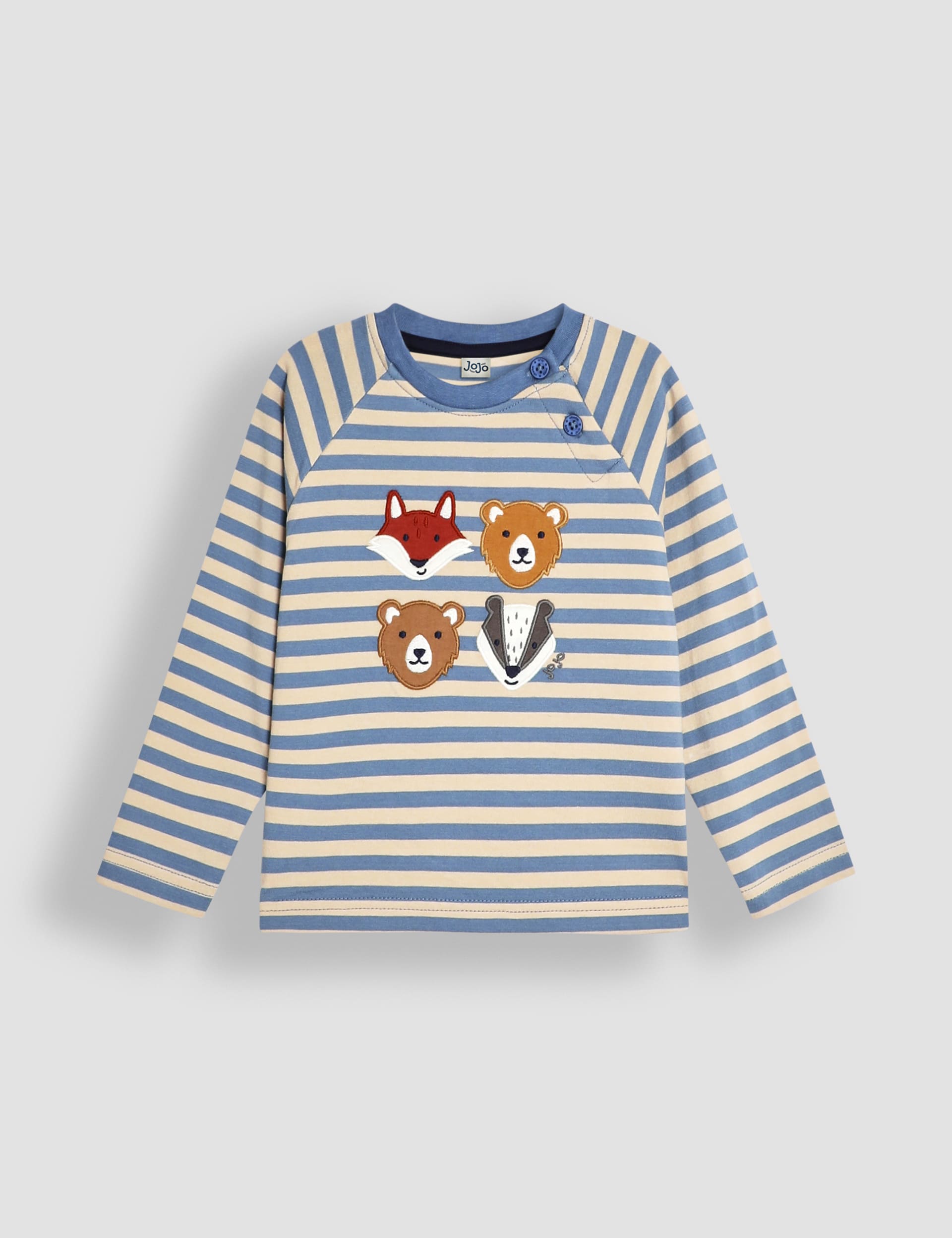 Jojo Maman Bb Boys Woodland Friends Applique Top (6 Mths-6 Yrs) - 18-24 - Blue Mix, Blue Mix