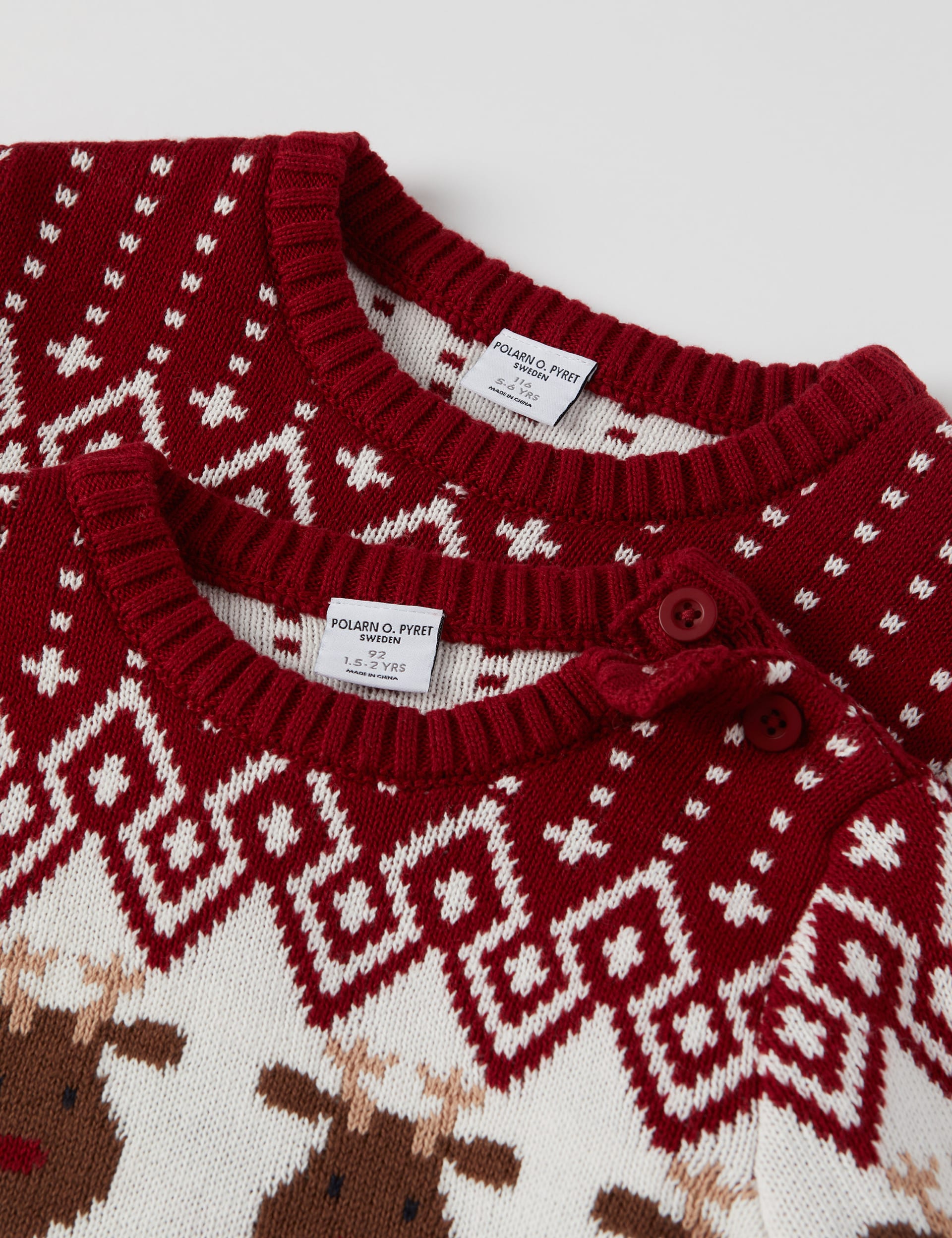 Polarn O. Pyret Pure Cotton Fair Isle Reindeer Jumper (1-10 Yrs) - 8-9 Y - Red Mix, Red Mix