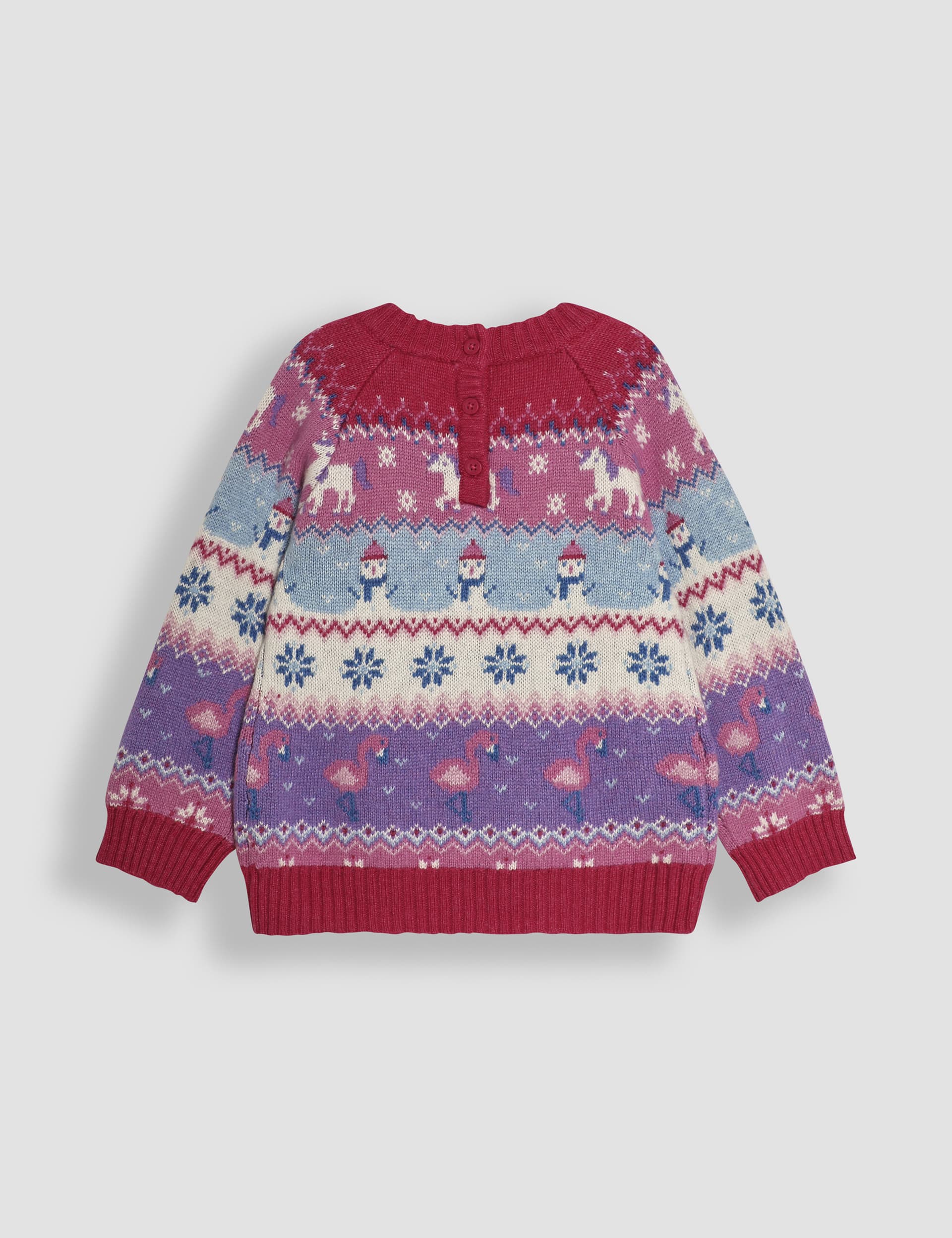 Jojo Maman Bb Girls Unicorn Fair Isle Christmas Jumper (6 Mths-6 Yrs) - 18-24 - Multi, Multi