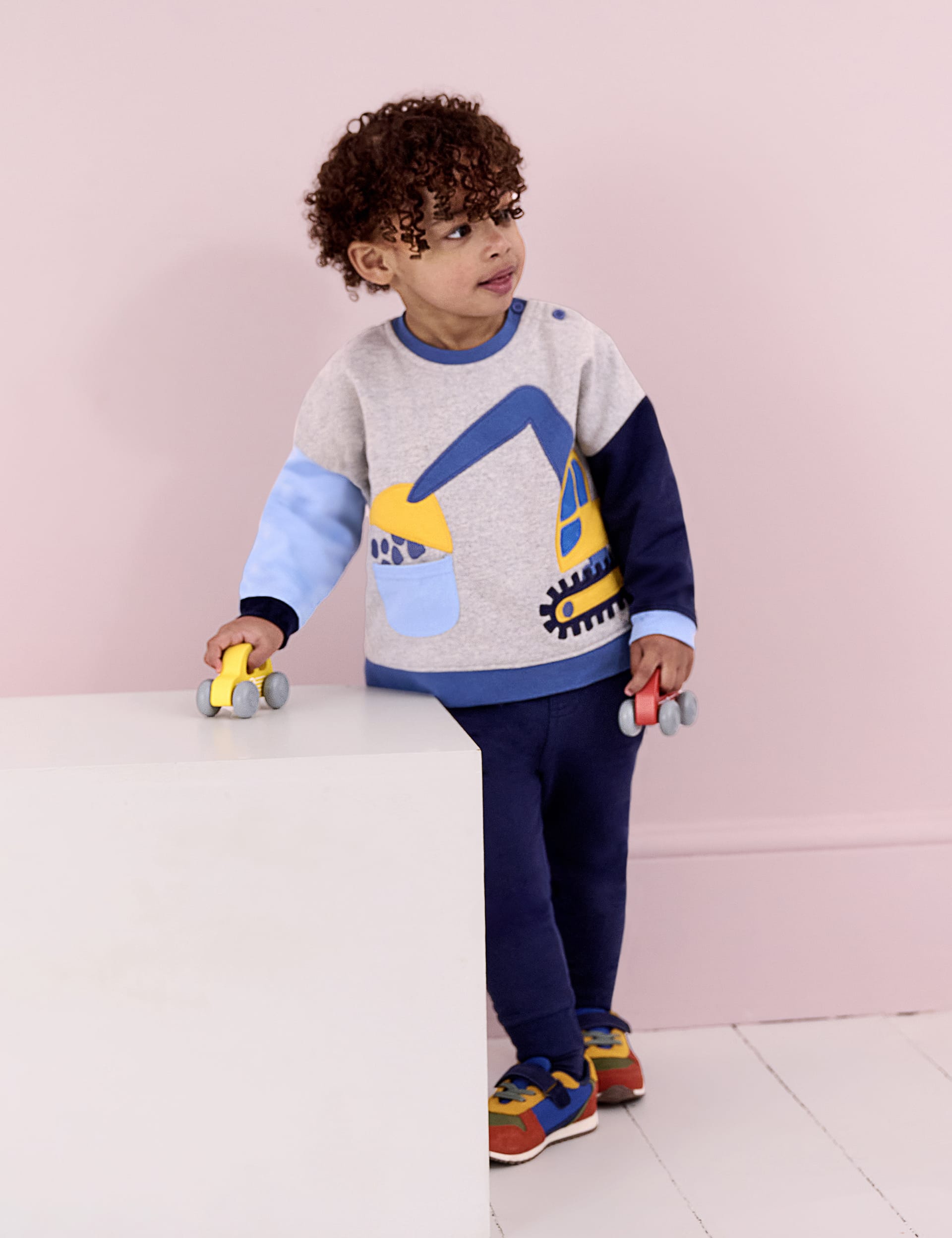 Jojo Maman Bb Boys 2pc Pure Cotton Digger Top & Bottom Outfit (6 Mths - 6 Yrs) - 5-6 Y - Blue Mix,