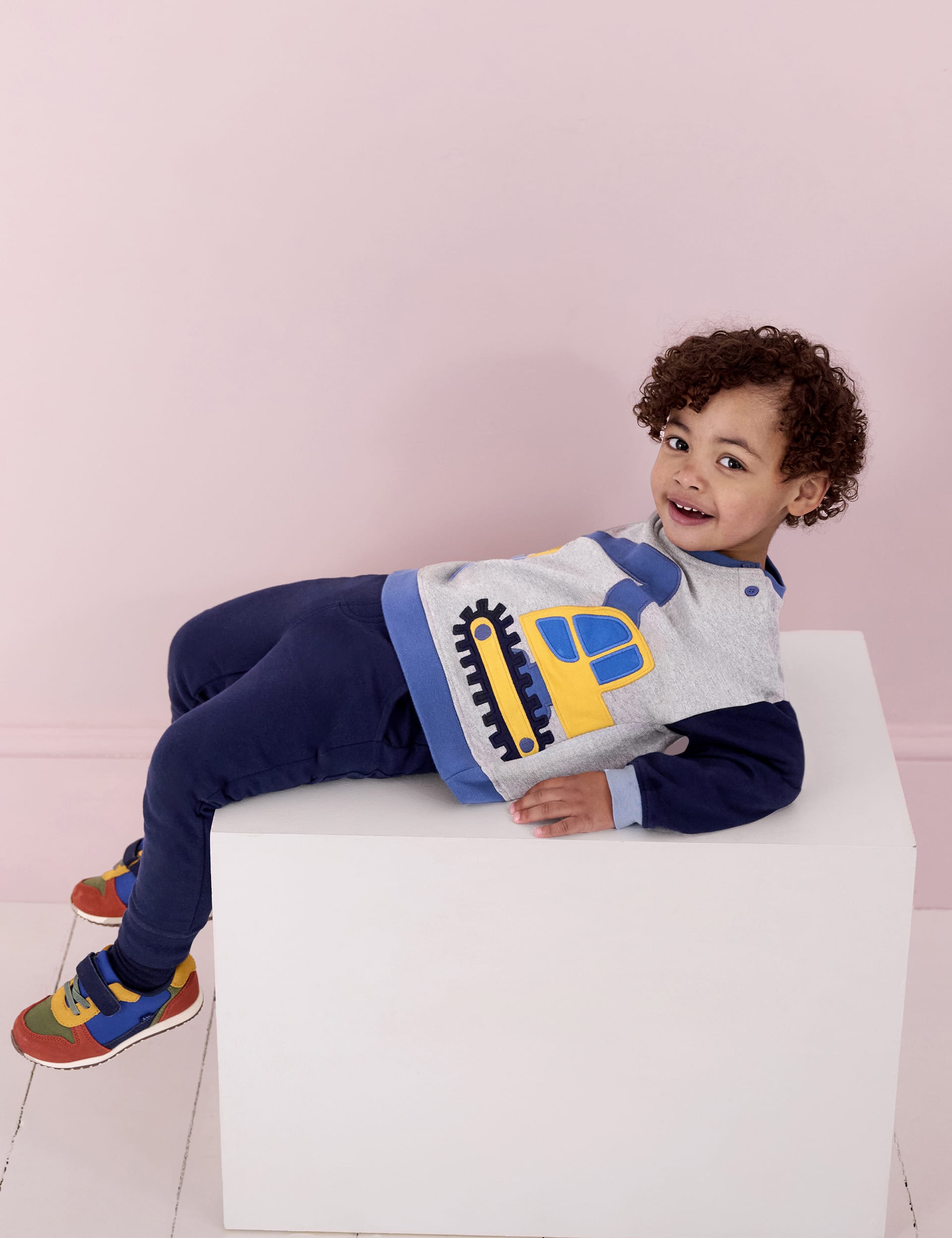 Jojo Maman Bb Boys 2pc Pure Cotton Digger Top & Bottom Outfit (6 Mths - 6 Yrs) - 5-6 Y - Blue Mix,