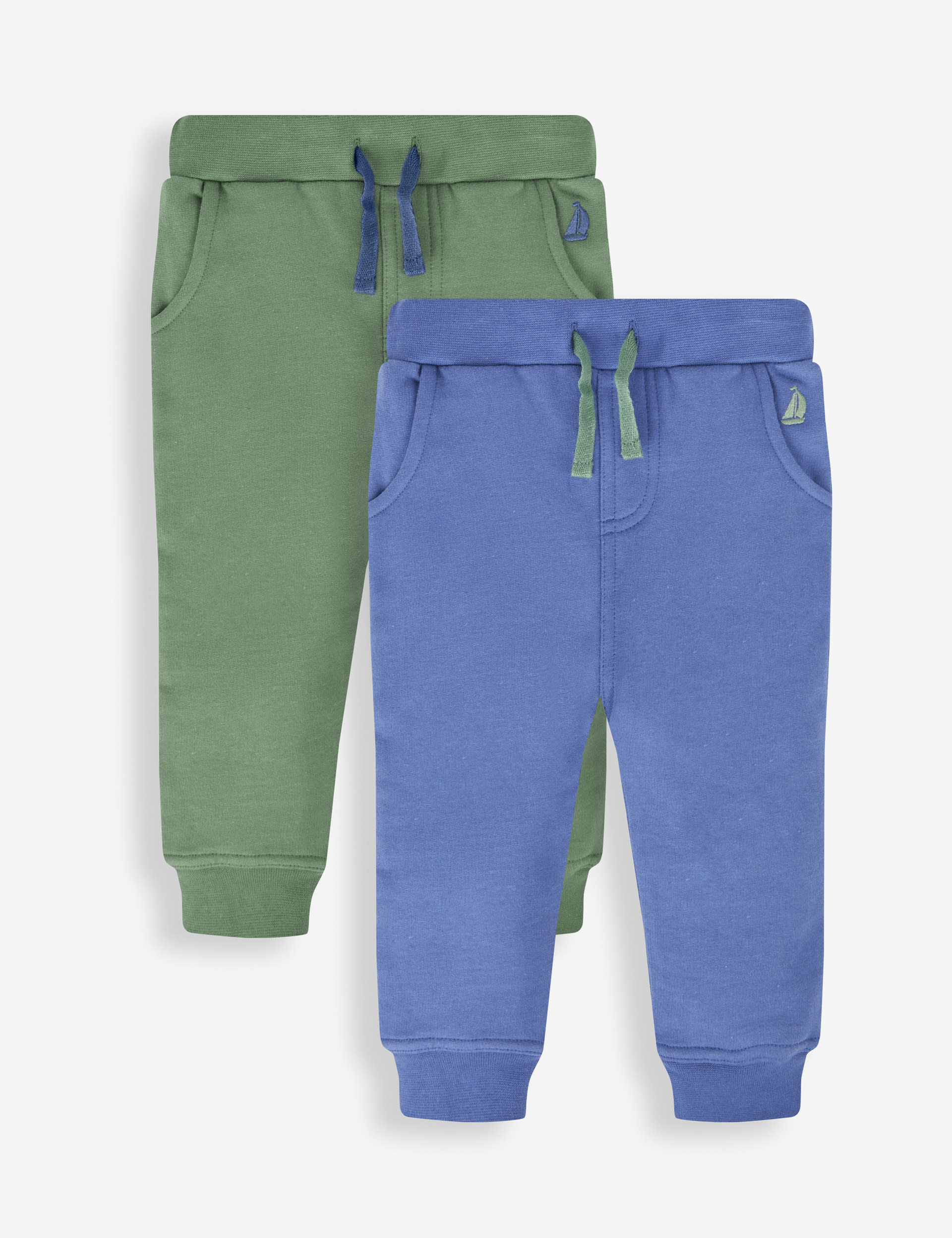 Jojo Maman Bébé Boys 2 Pack Relaxed Pure Cotton Joggers (6 Mths - 6 Yrs) - 12-18 - Multi, Multi