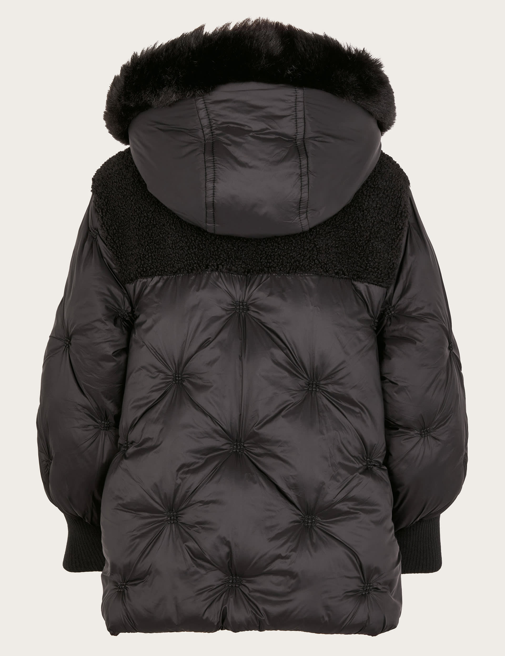 Monsoon Girls Borg Quilted Hooded Coat (3-14 Yrs) - 12-13 - Black, Black