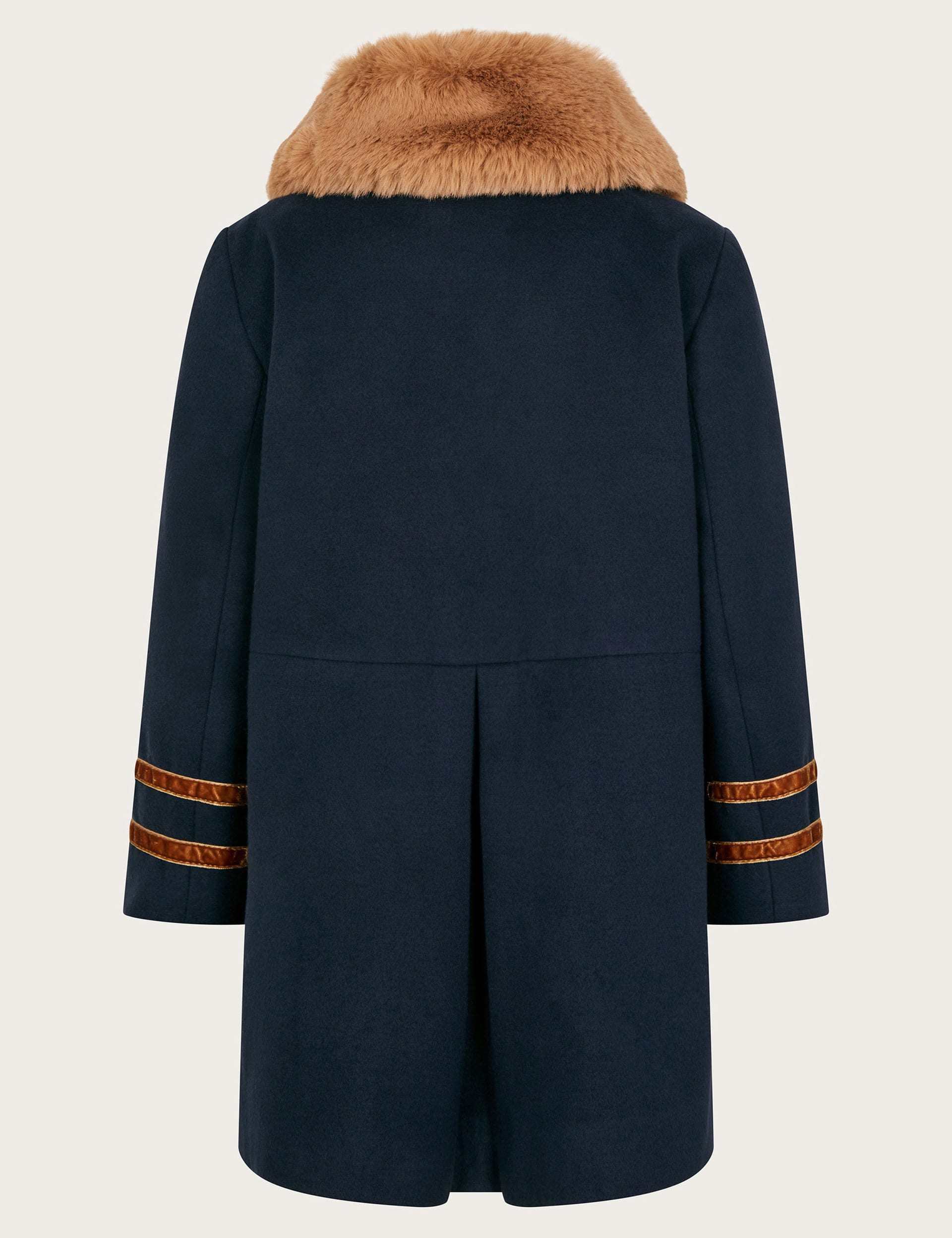 Monsoon Girls Faux Fur Collar Military Coat (3-15 Yrs) - 12-13 - Navy, Navy