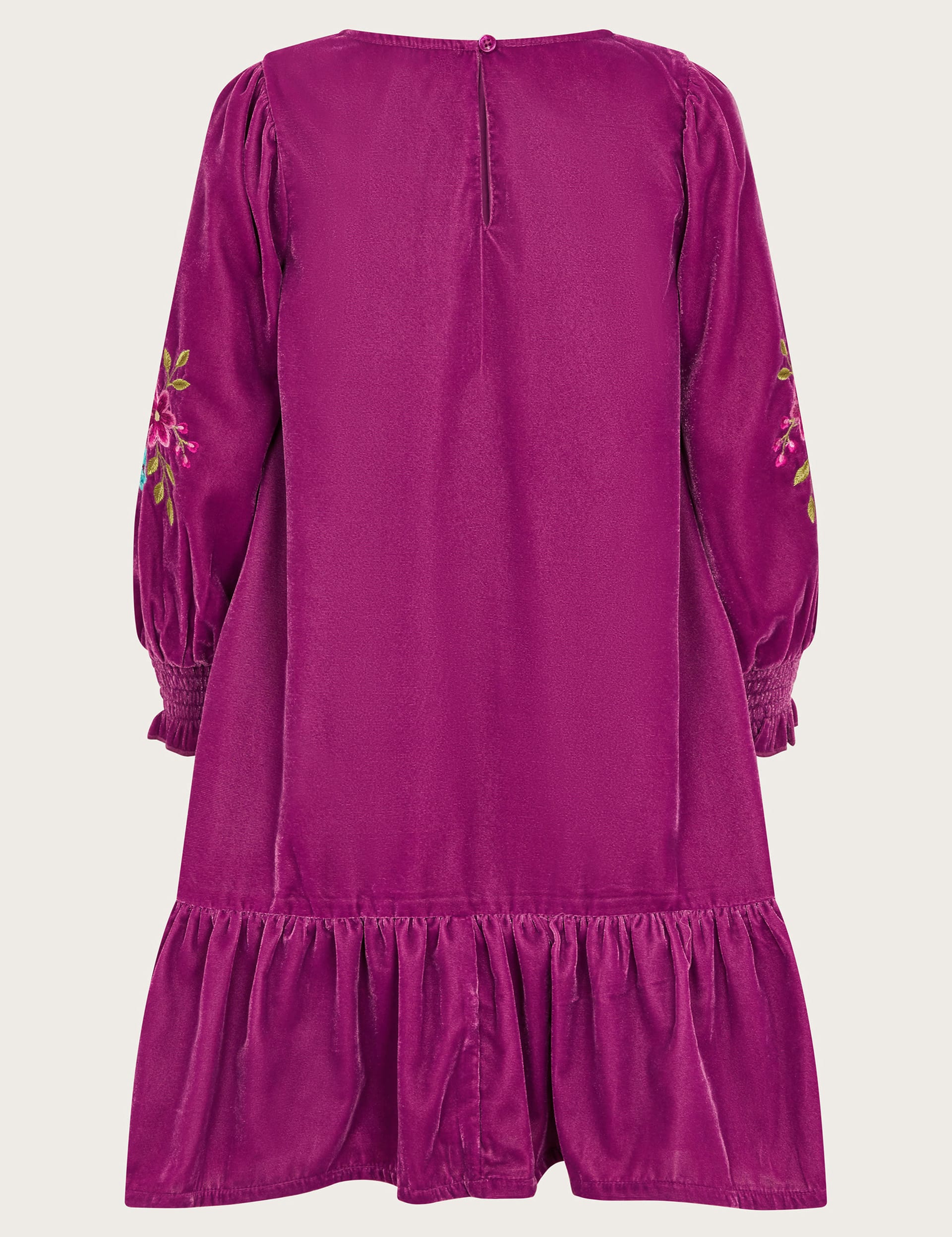 Monsoon Girls Velvet Tiered Dress (3-15 Yrs) - 3y - Purple, Purple