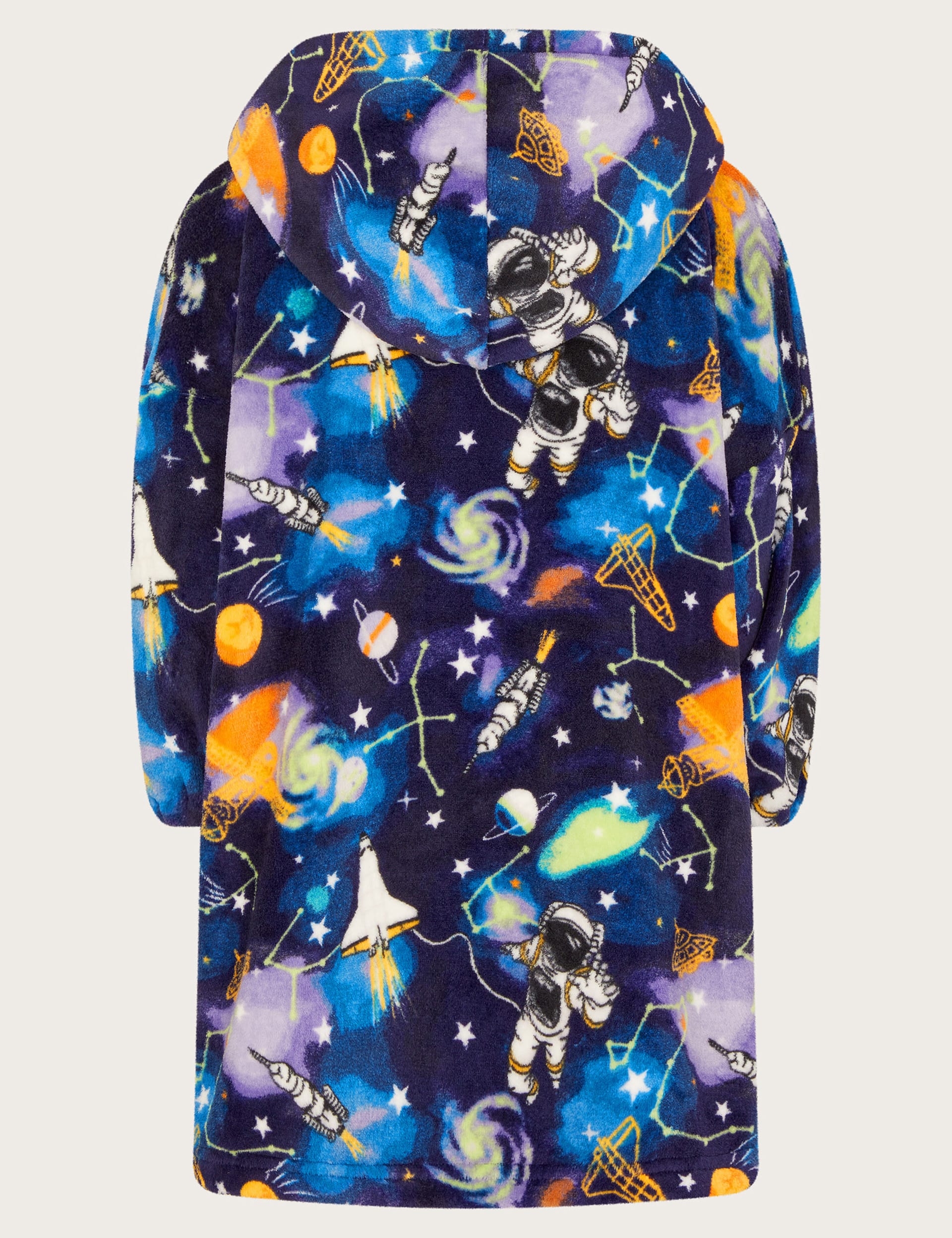 Monsoon Boys Fleece Space Oversized Hoodie (3-13 Yrs) - 7-8 Y - Blue Mix, Blue Mix