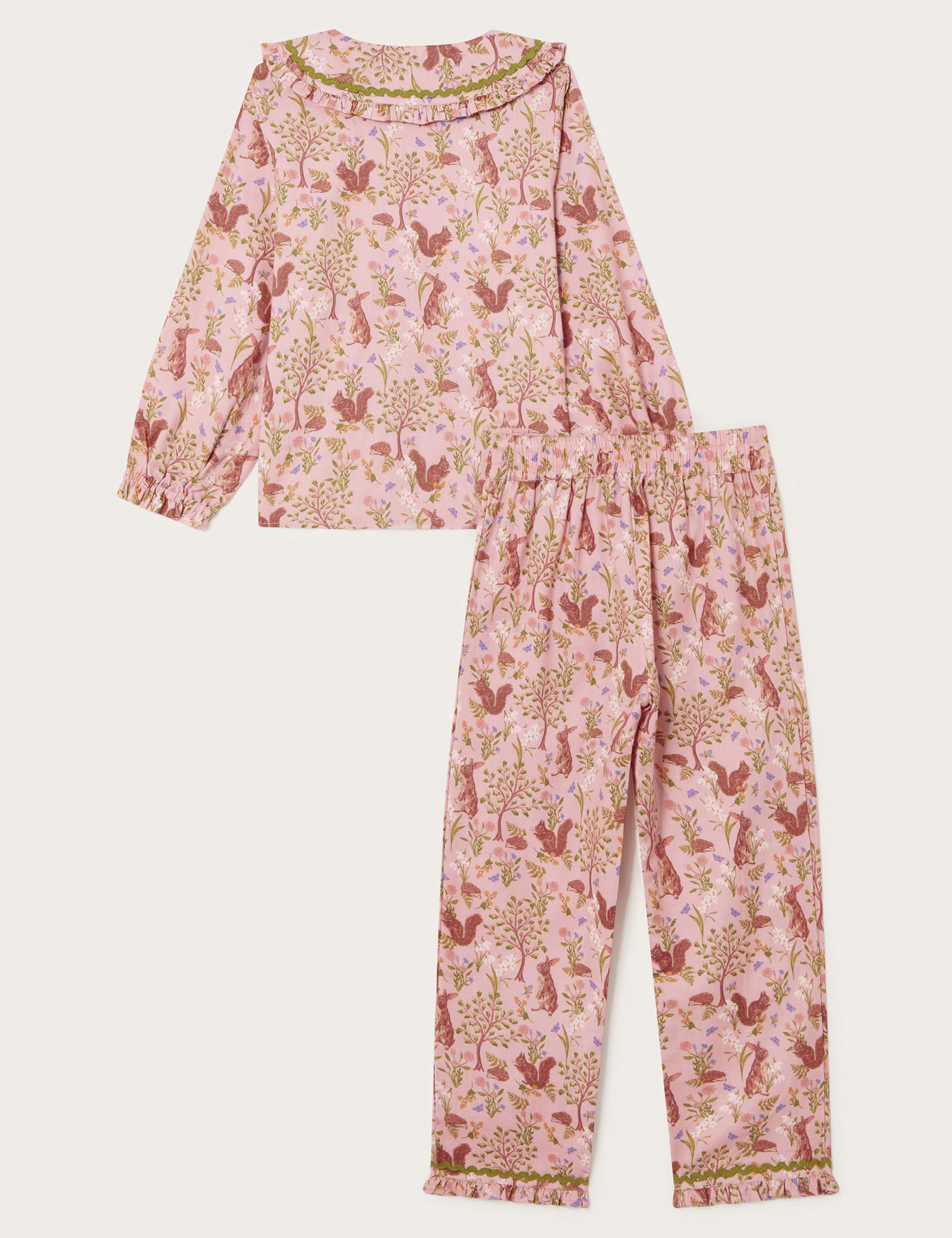 Monsoon Girls Pure Cotton Woodland Print Pyjamas (3-13 Yrs) - 7-8 Y - Pink Mix, Pink Mix