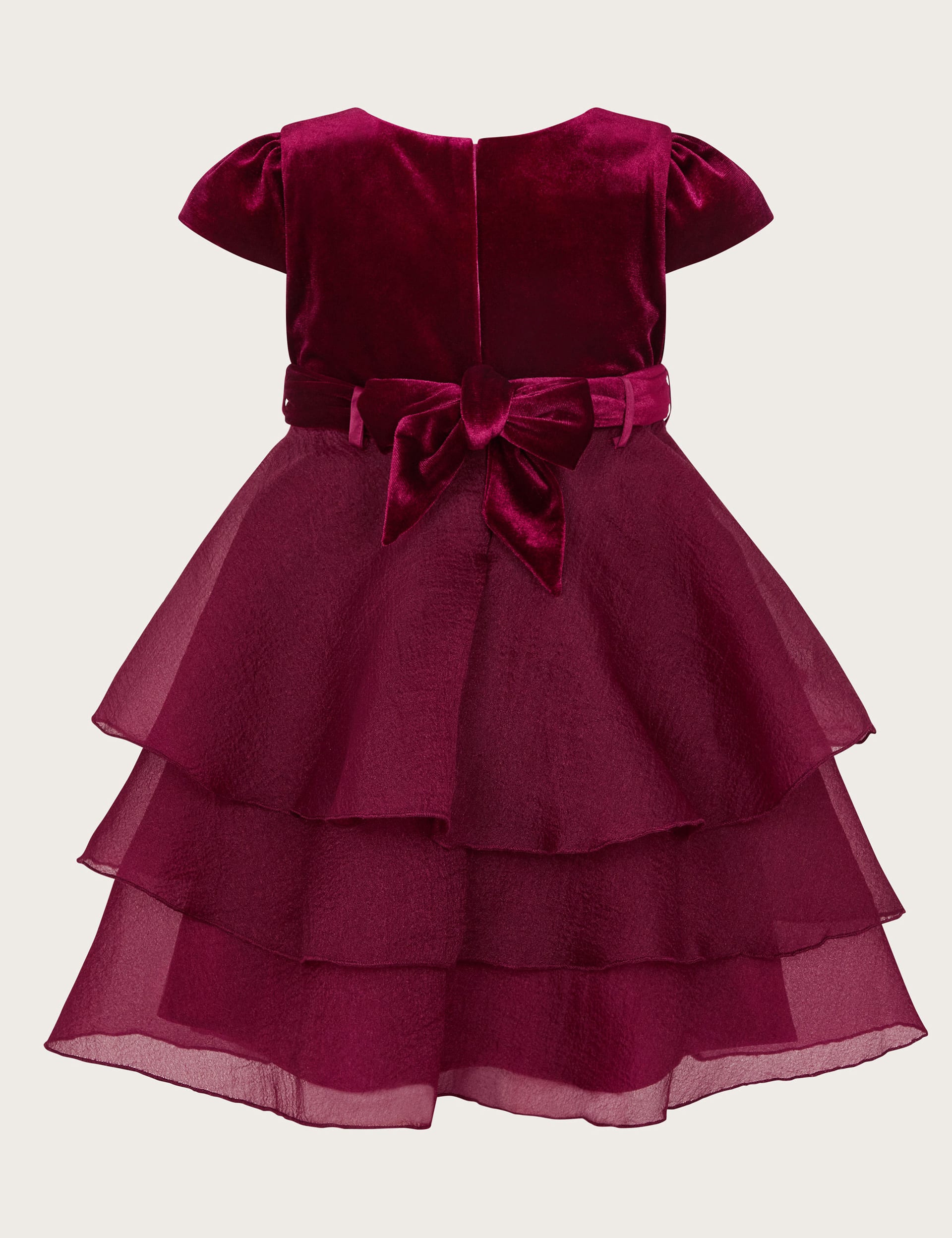 Monsoon Girls Embroidered Dress (0-24 Mths) - 18-24 - Burgundy, Burgundy