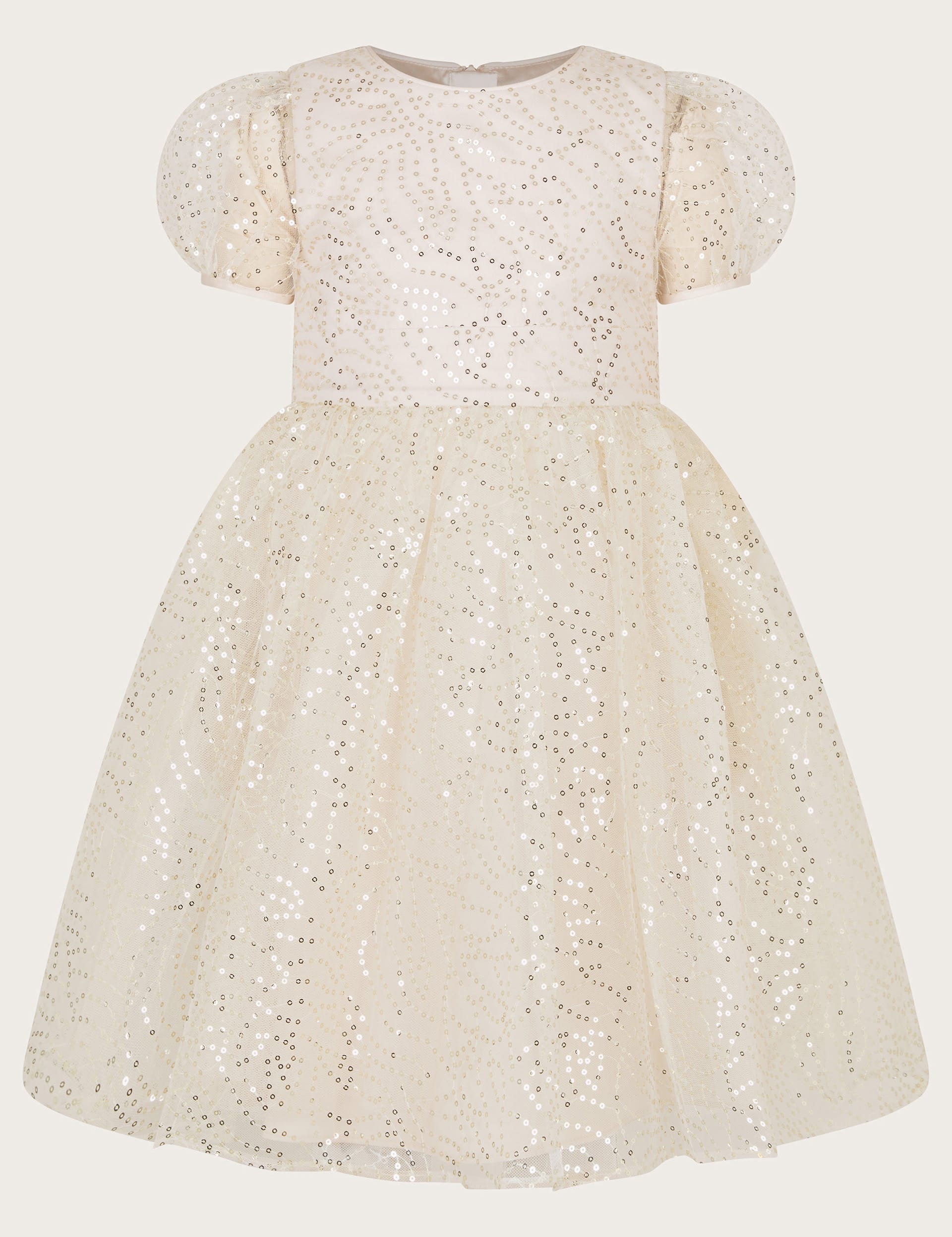 Monsoon Girls Sequin Dress (3-13 Yrs) - 8y - Champagne, Champagne