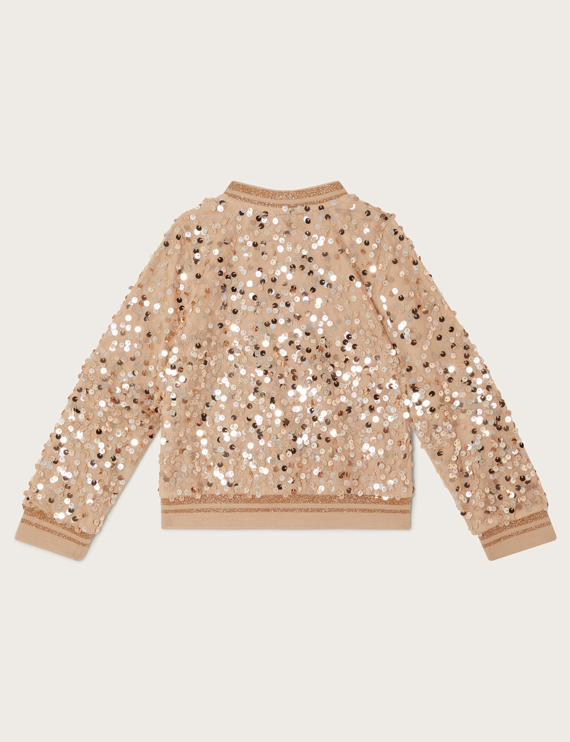 Monsoon Girls Sequin Bomber Jacket (7-15 Yrs) - 5-6 Y - Gold, Gold