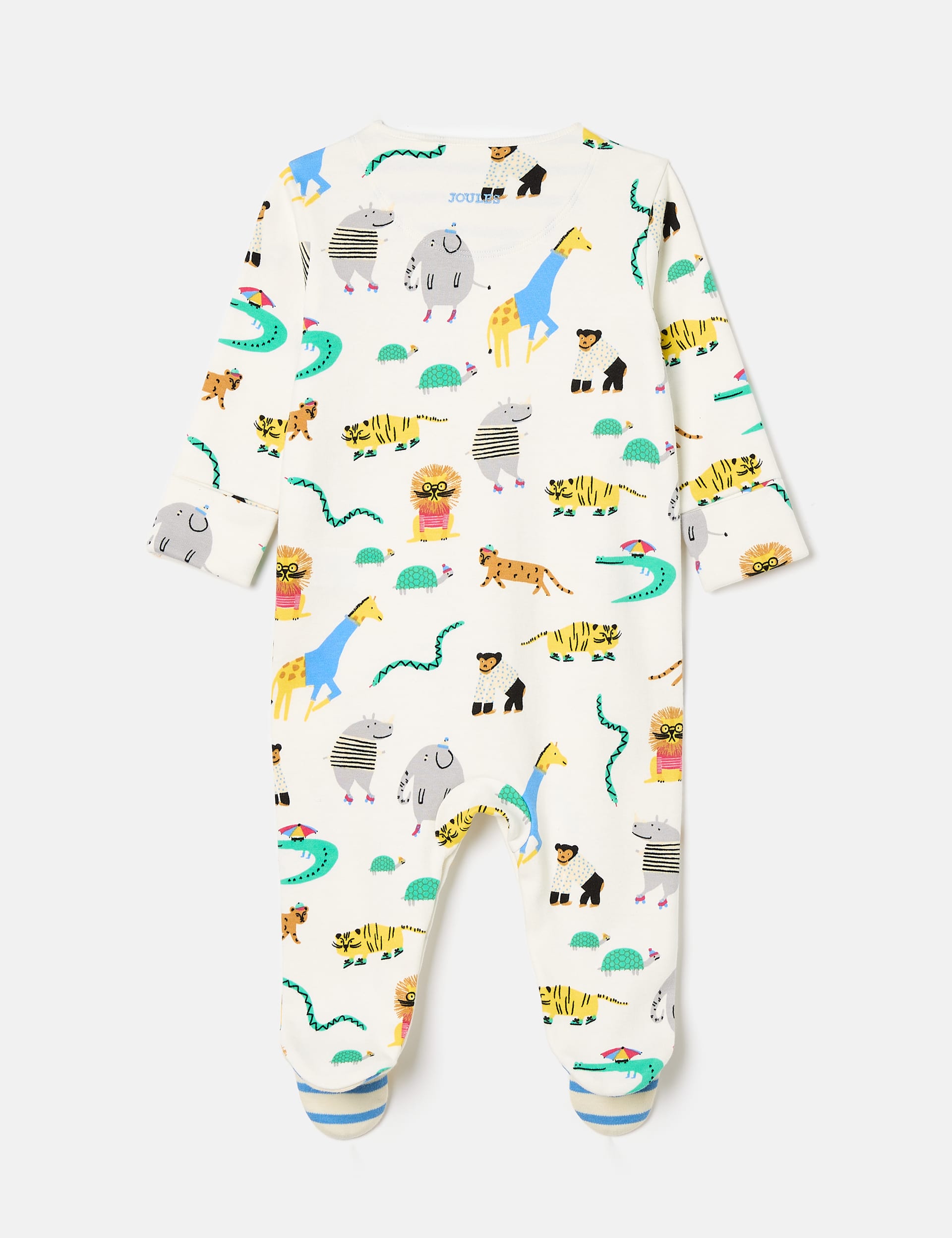 Joules Boys Pure Cotton Safari Animal Sleepsuit (0-18 Mths) - 0-3 M - Cream, Cream