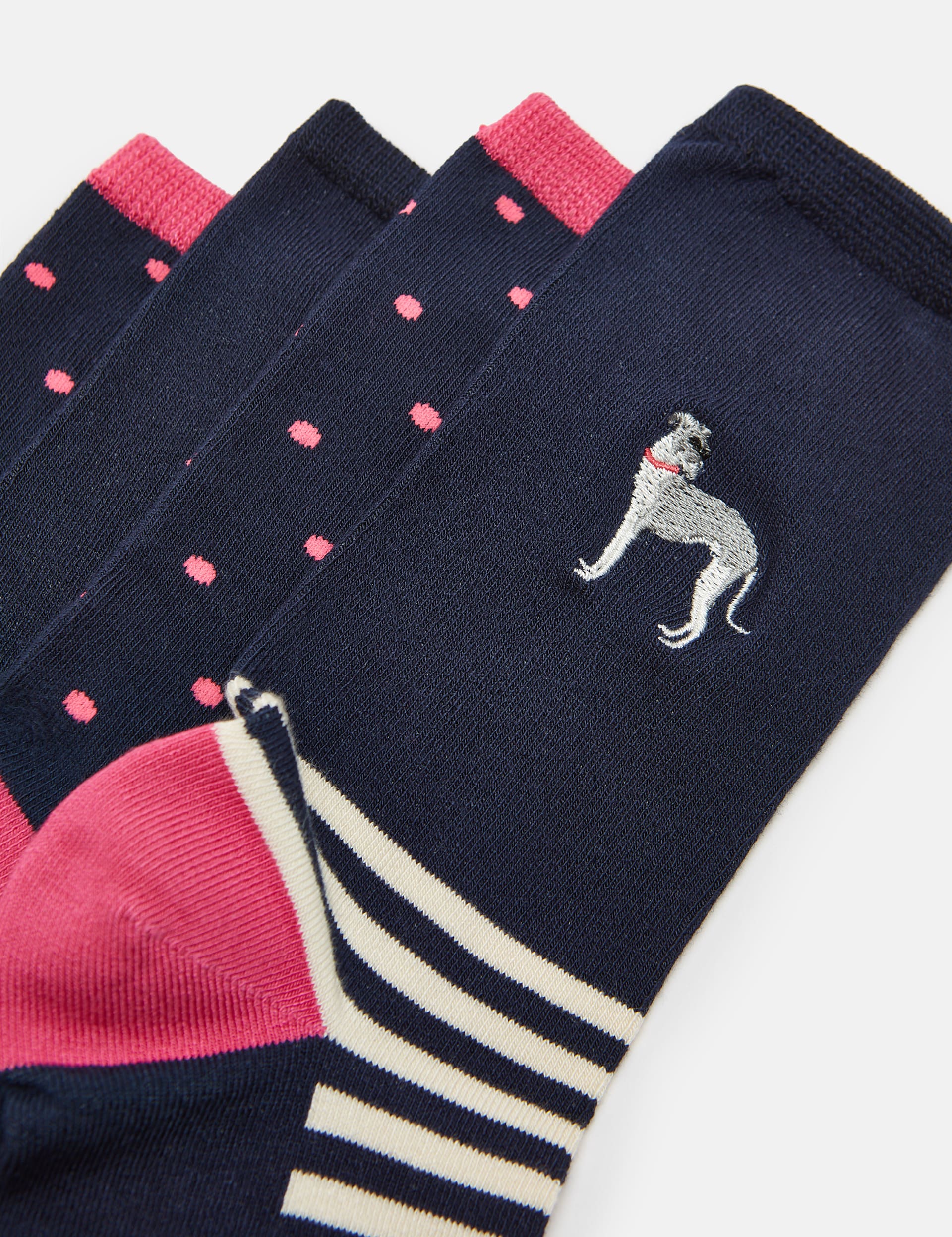 Joules Girls 2 Pack Spot & Dog Ankle High Socks - NB - Navy Mix, Navy Mix