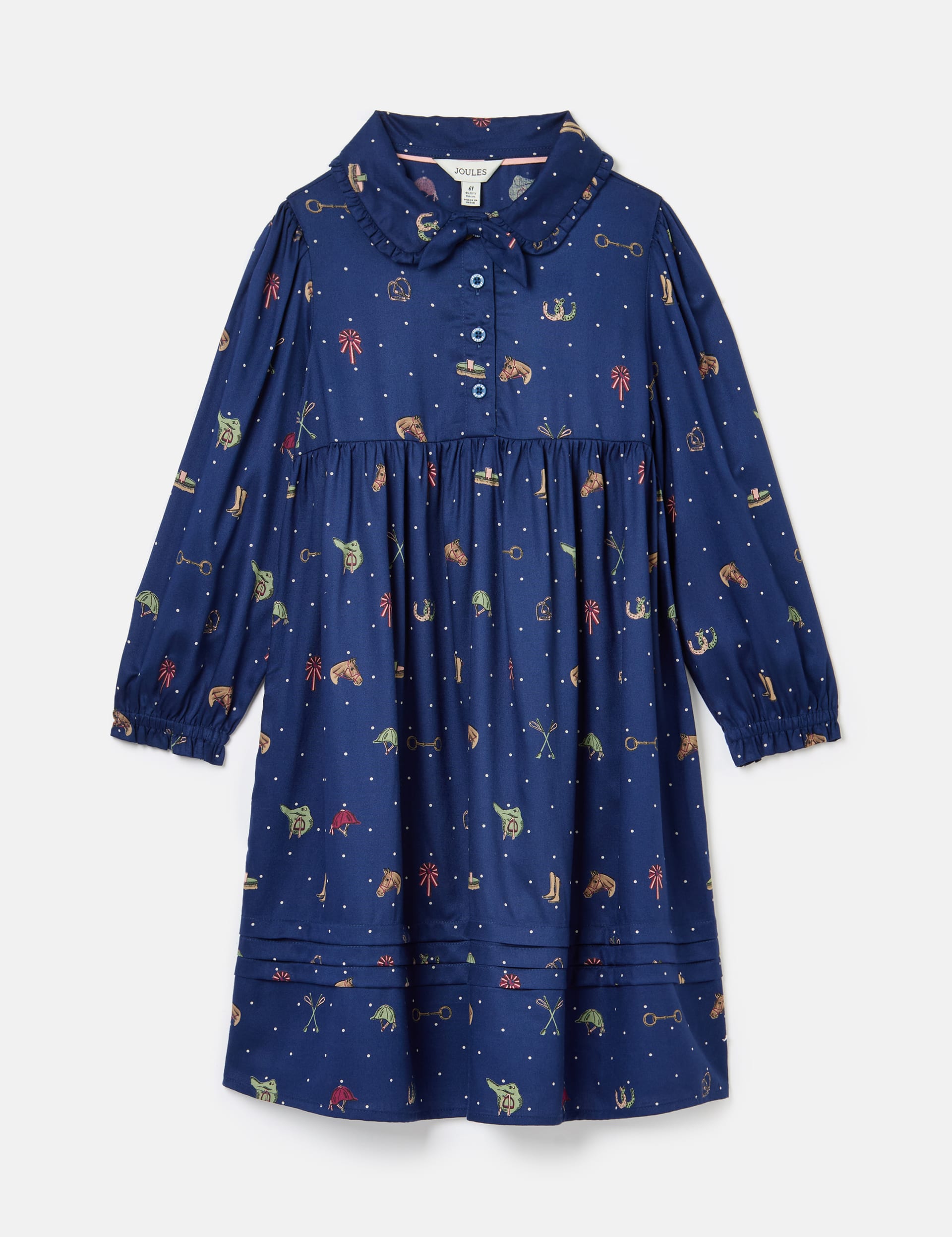 Joules Girls Horse Dress (2-11 Yrs) - 8-9Y - Navy Mix, Navy Mix