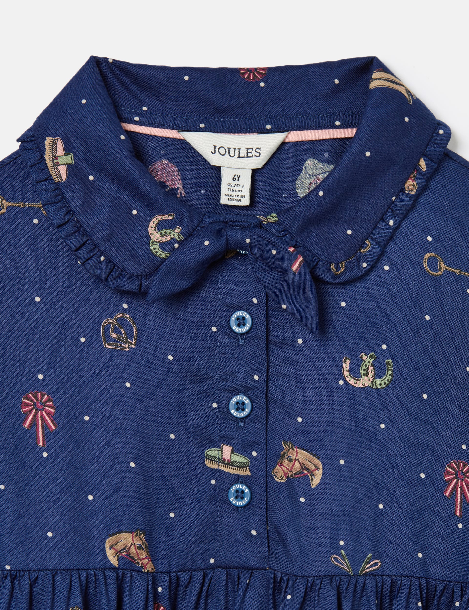 Joules Girls Horse Dress (2-11 Yrs) - 5-6Y - Navy Mix, Navy Mix