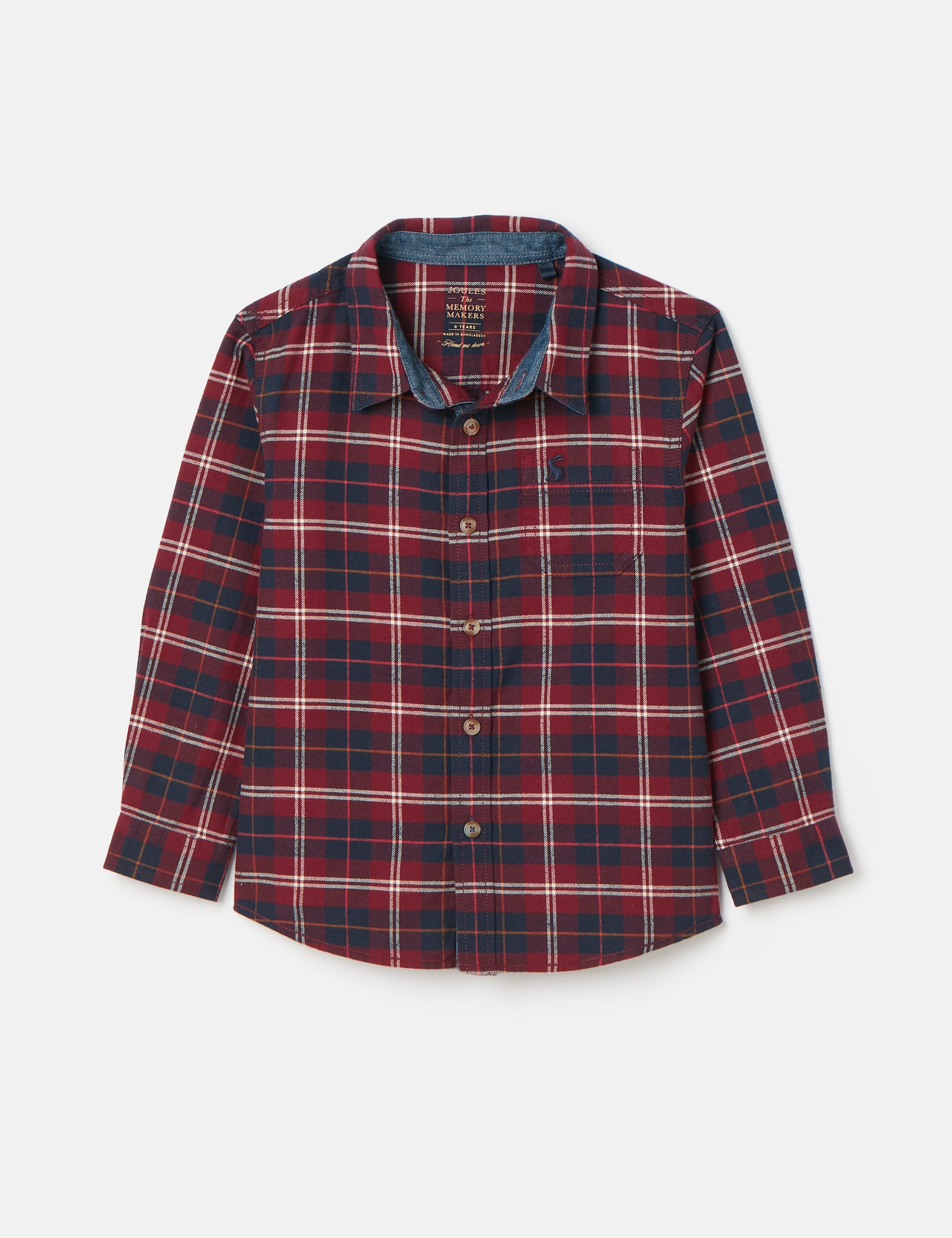 Joules Boys Pure Cotton Checked Shirt (2-12 Yrs) - 4y - Red Mix, Red Mix