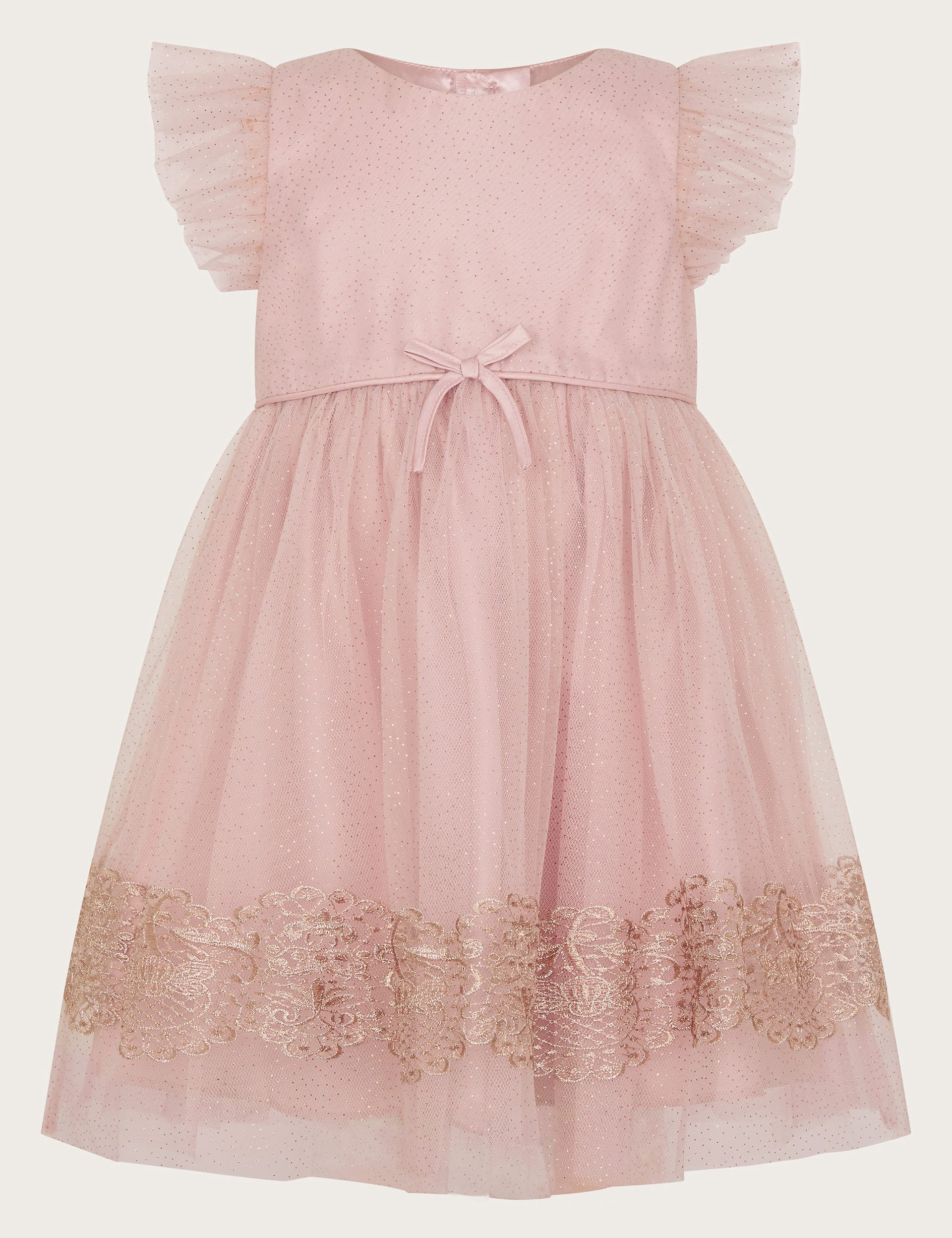 Monsoon Girls Sparkle Lace Frill Dress (0-3 Yrs) - 18-24 - Pink, Pink