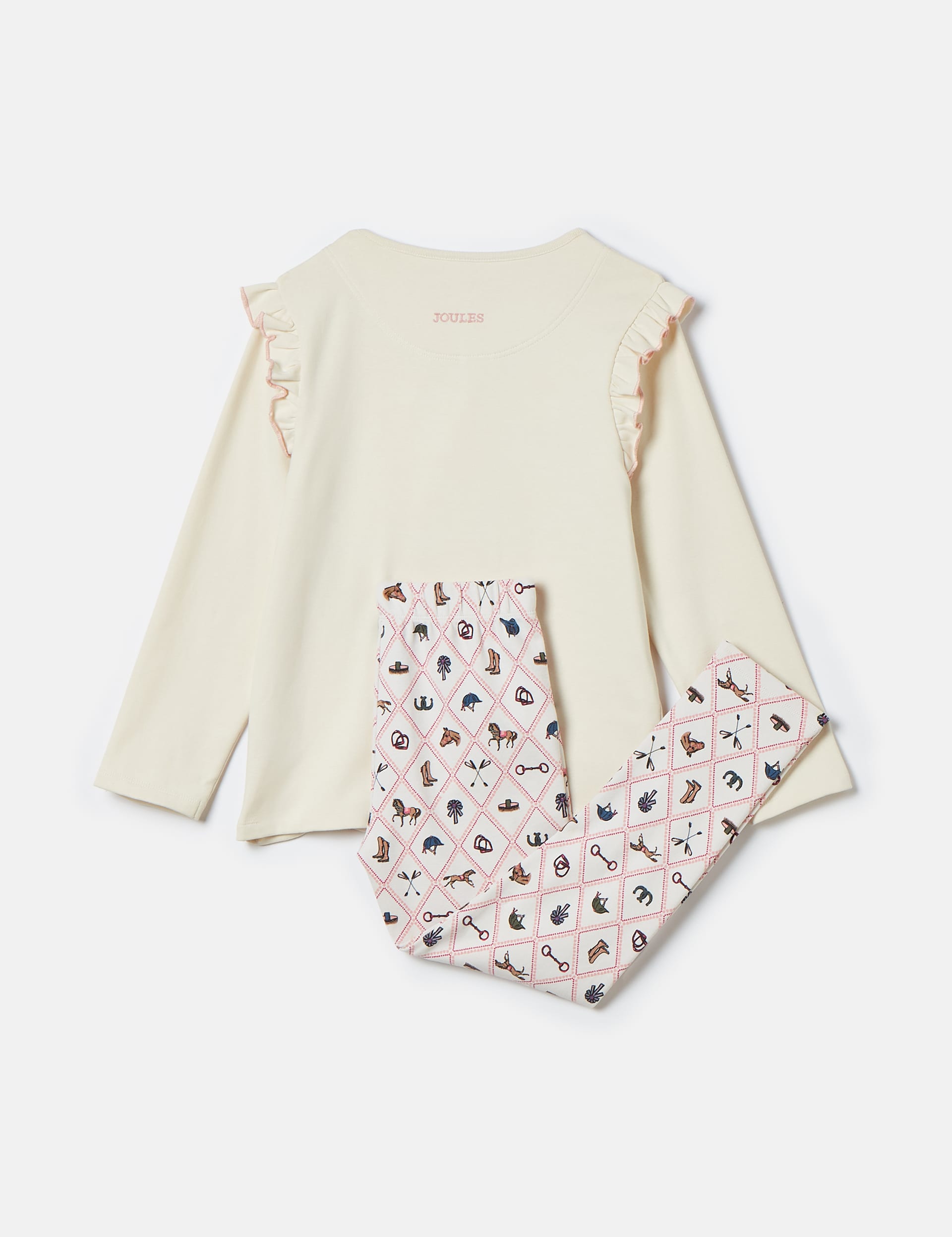 Joules Girls Cotton Rich Horse Pyjamas (2-12 Yrs) - 7y - Cream Mix, Cream Mix