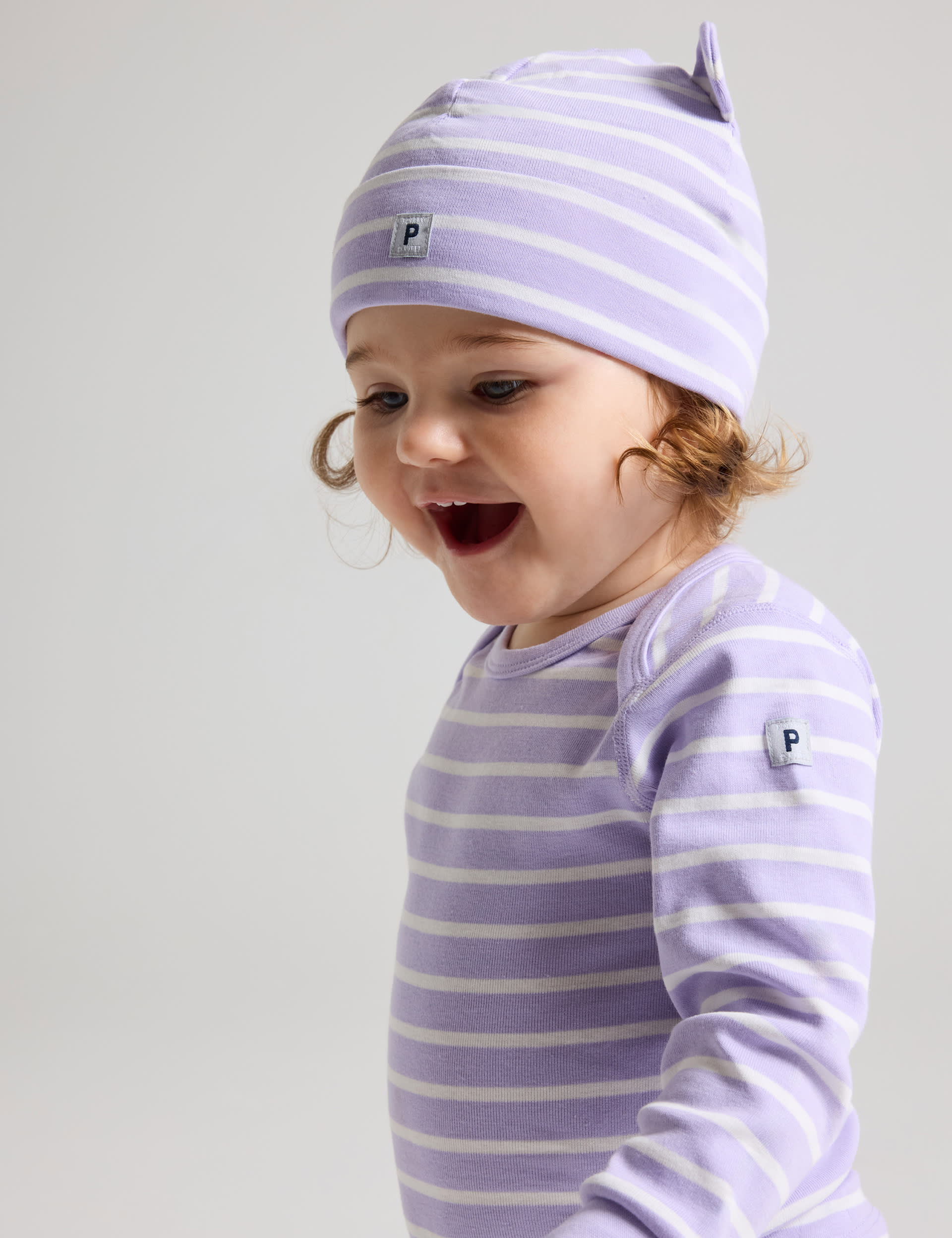 Polarn O. Pyret Girls Pure Cotton Striped Bodysuit (1-24 Mths) - 18-24 - Purple Mix, Purple Mix