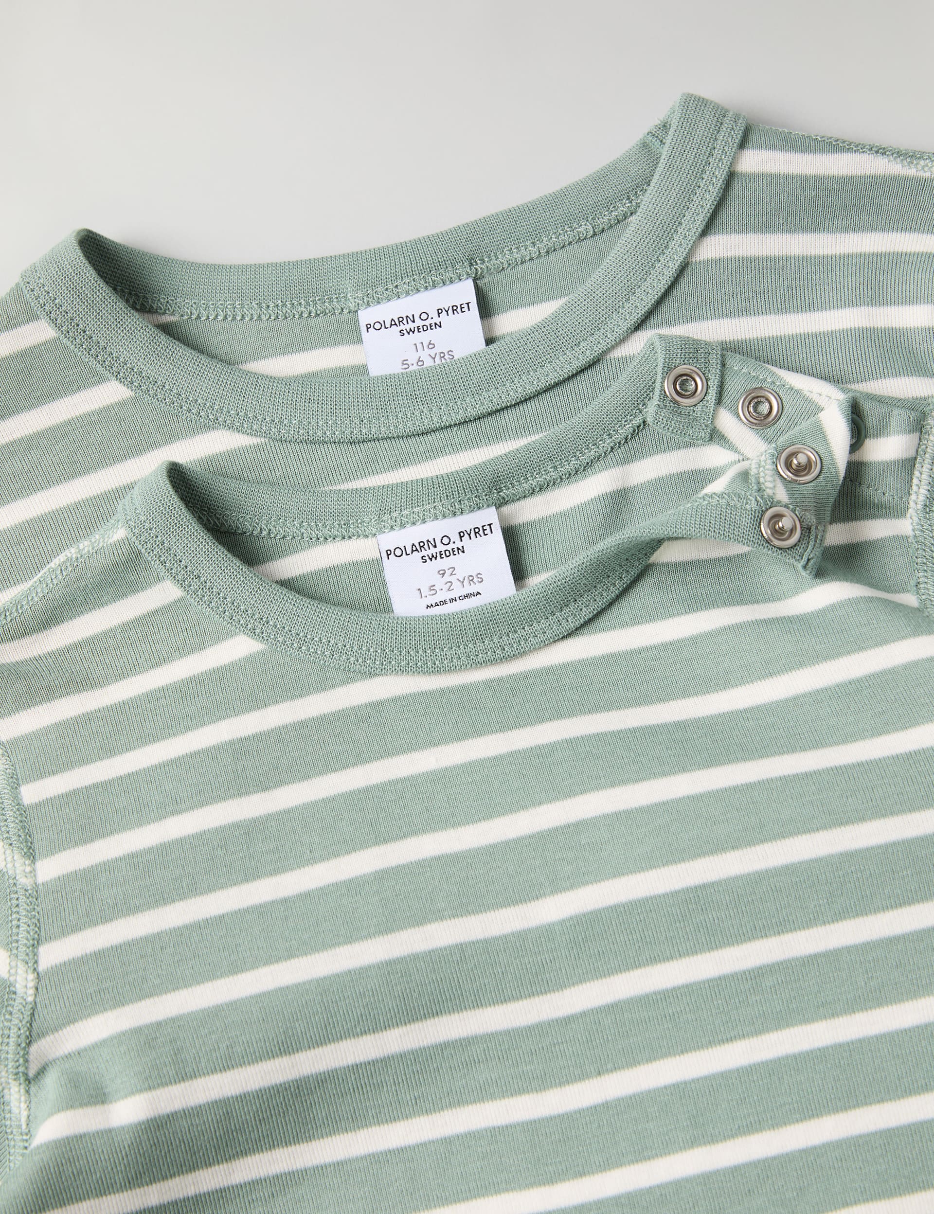 Polarn O. Pyret Boys Pure Cotton Striped Top (1-10 Yrs) - 2-3 Y - Green Mix, Green Mix