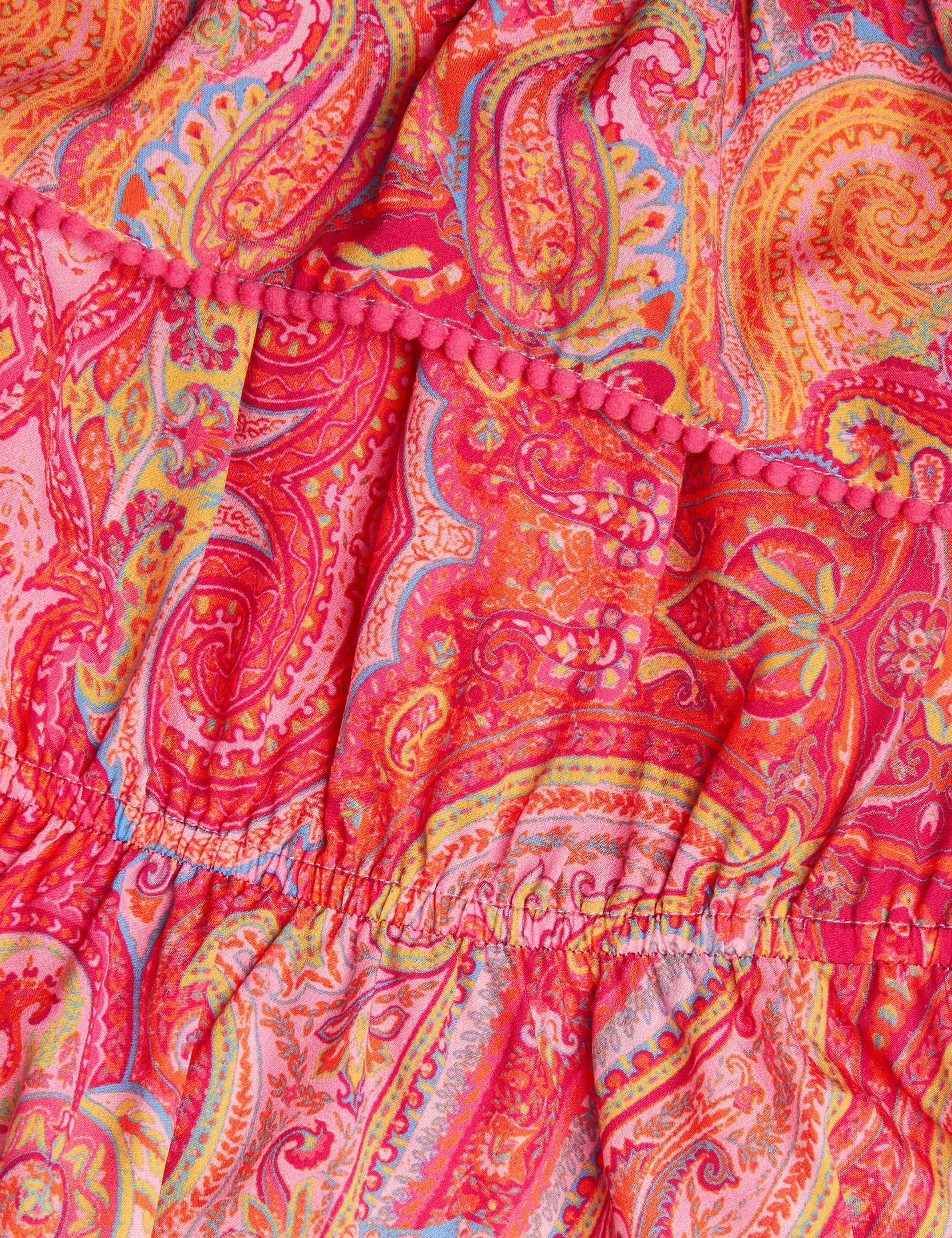 Monsoon Girls Paisley Print Dress (3-13 Yrs) - 5-6 Y - Orange Mix, Orange Mix