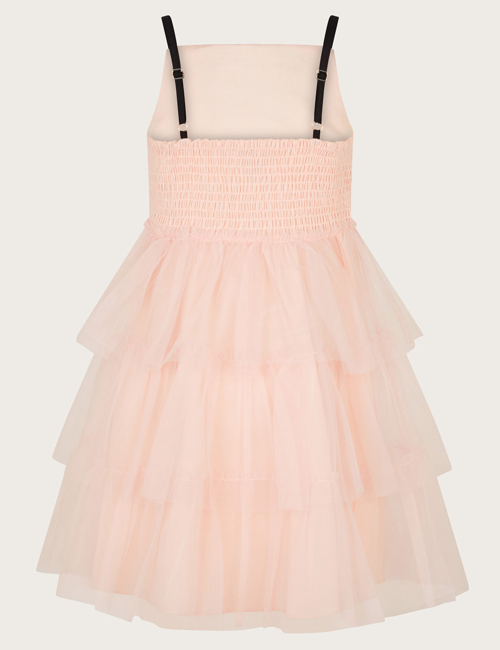 Monsoon Girls Bow Tulle Tiered Party Dress (3-13 Yrs) - 5y - Pink, Pink