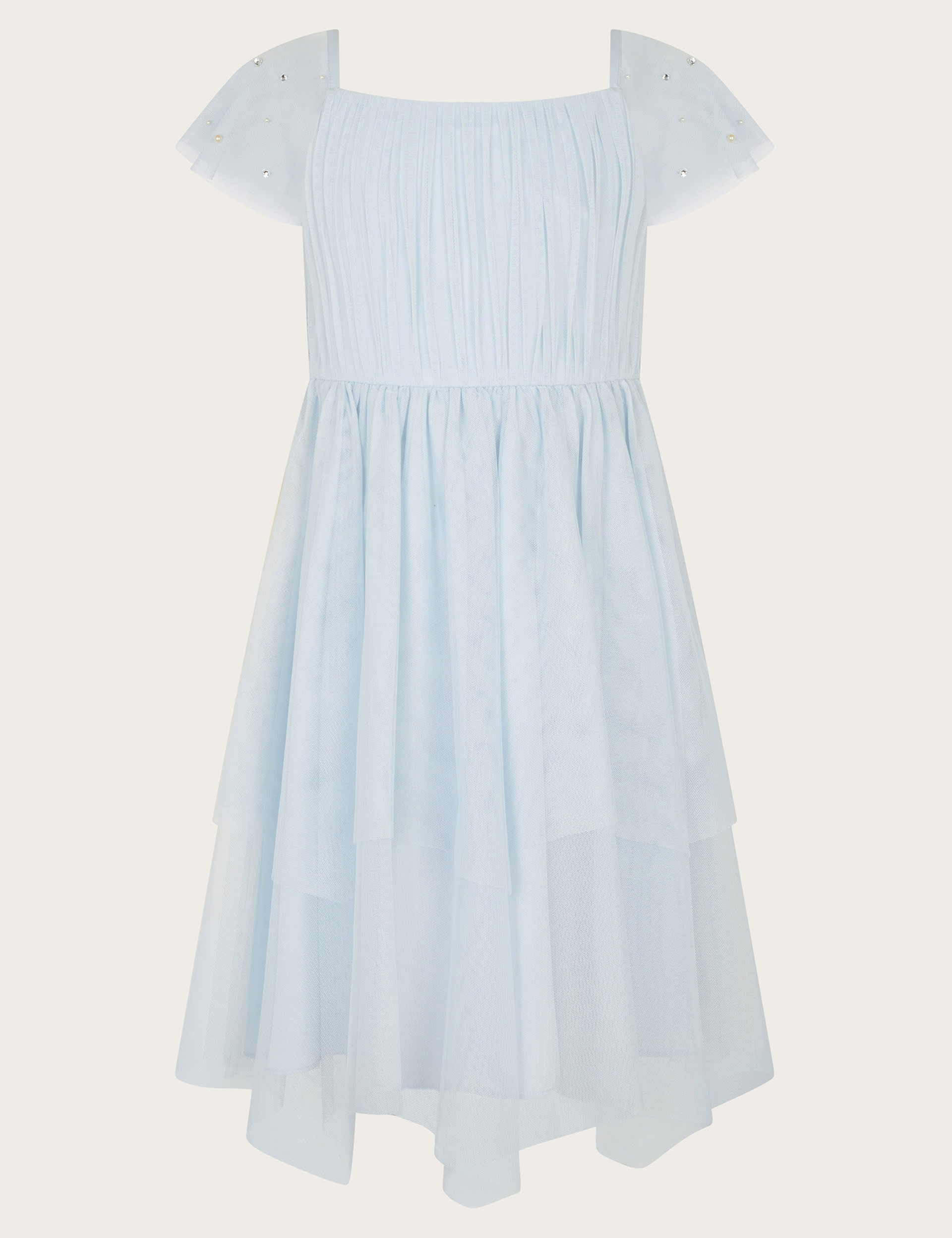 Monsoon Girls Tulle Diamante Sleeve Dress (3-13 Yrs) - 3y - Blue Mix, Blue Mix