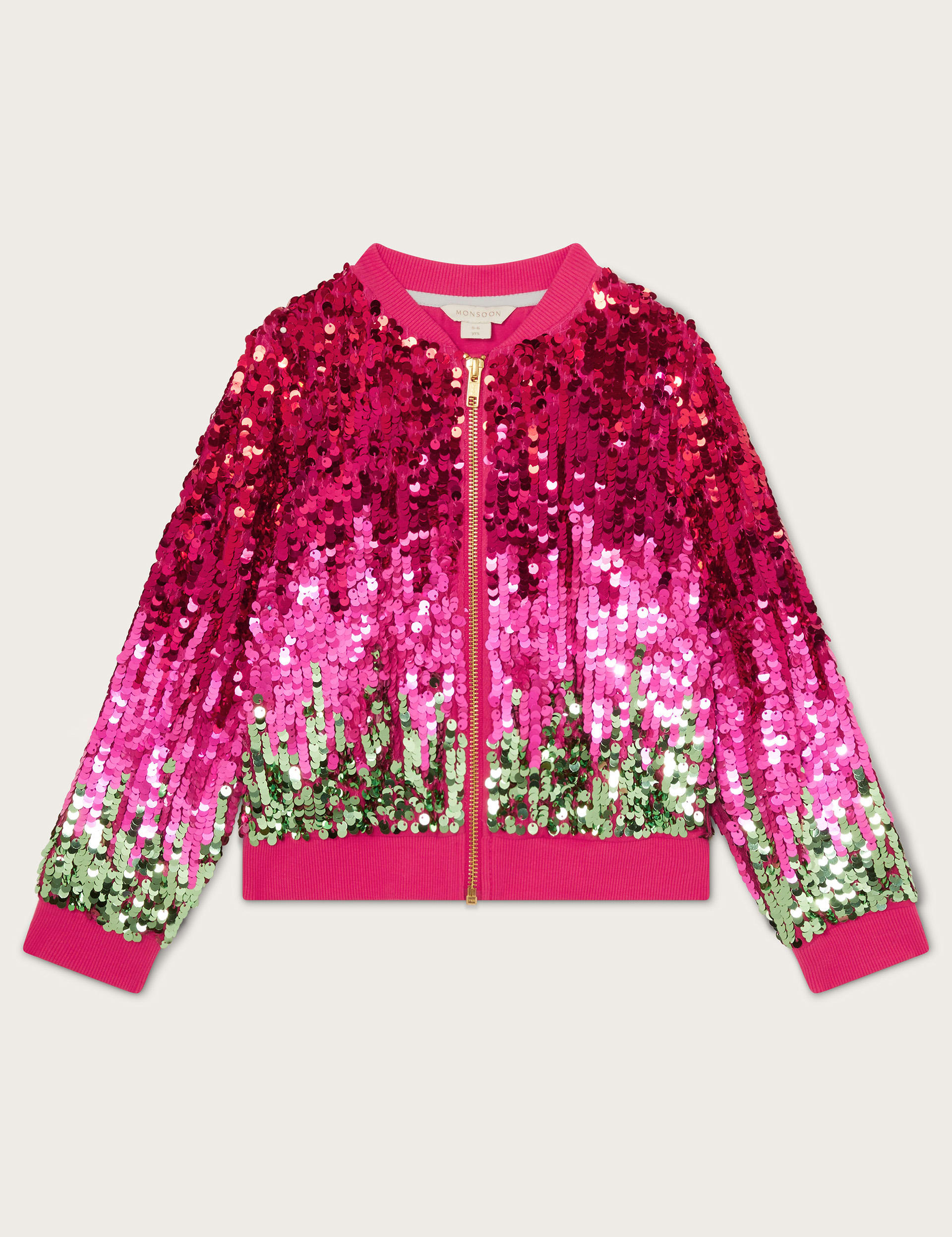 Monsoon Girls Sequin Bomber Jacket (3-13 Yrs) - 12-13 - Pink Mix, Pink Mix