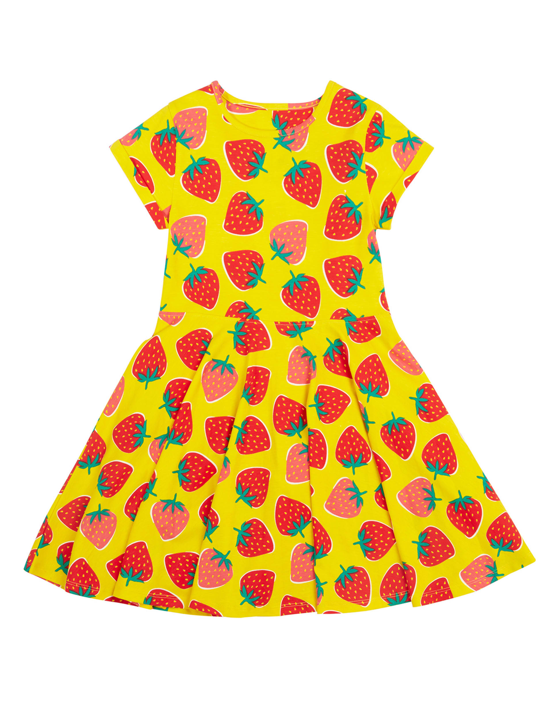 Frugi Girls Cotton Rich Floral Dress (2-10 Yrs) - 5-6 Y - Yellow Mix, Yellow Mix,Green Mix