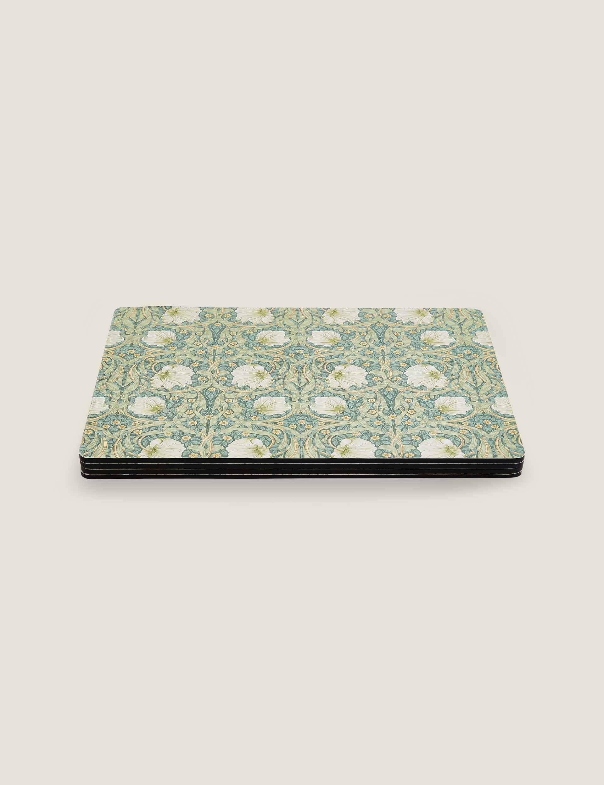 Morris & Co Set of 4 Rectangular Pimpernel Placemats - Green, Green