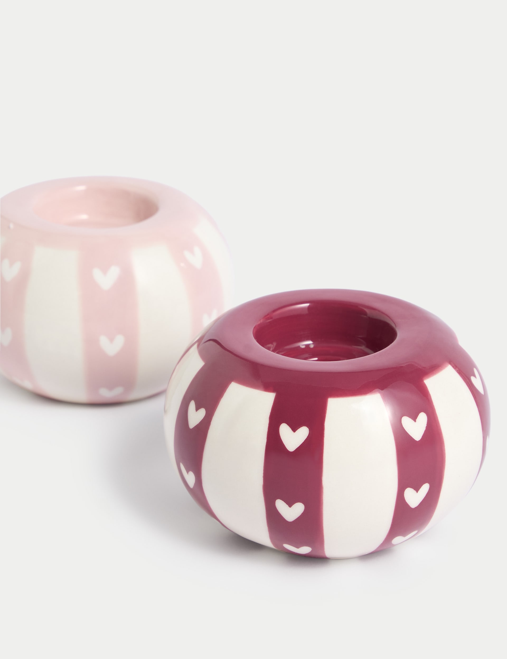 M&S Collection Set of 2 Love Heart Candle Holders - Multi, Multi