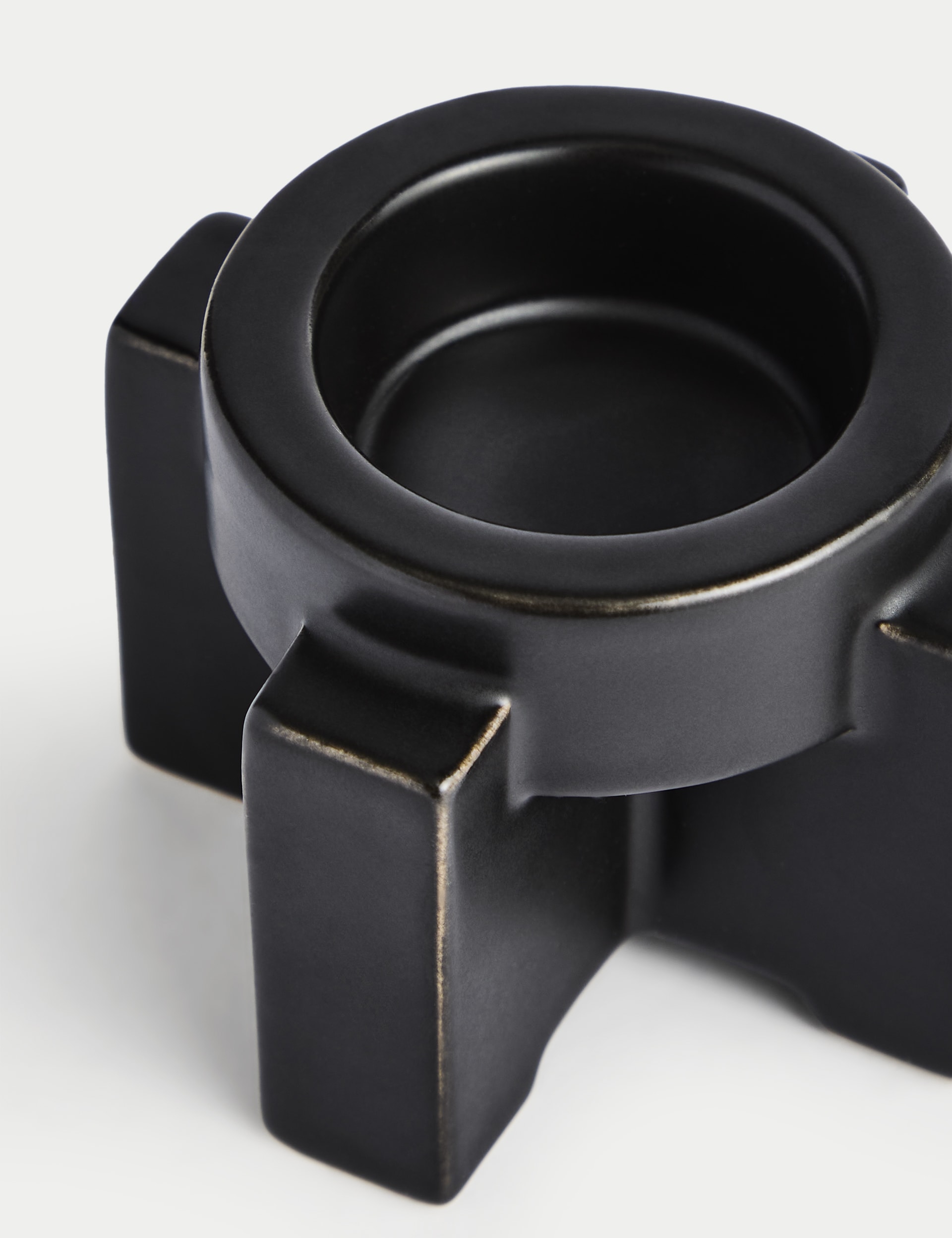 M&S X Kelly Hoppen Four Point Ceramic Tealight Holder - Black, Black