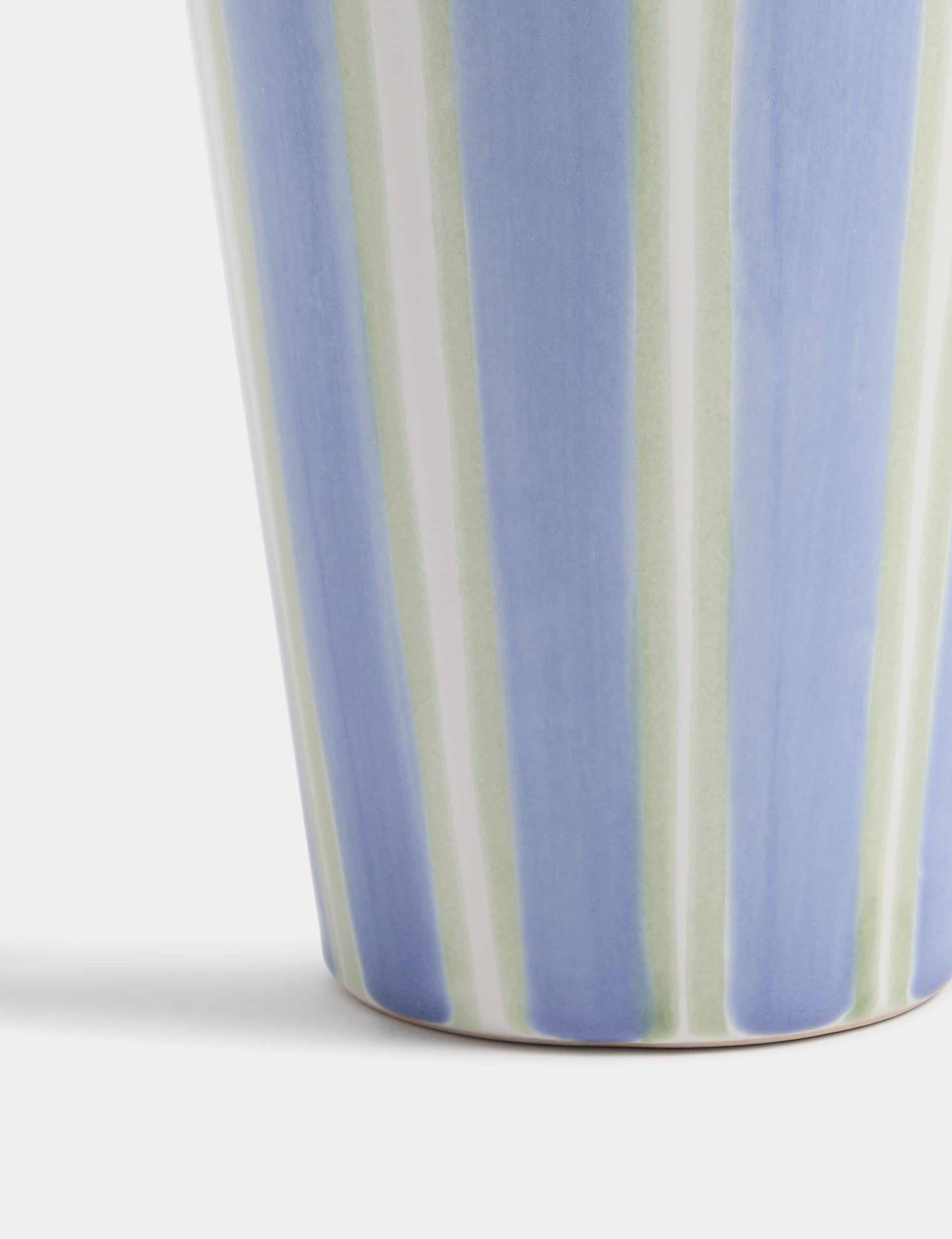 M&S Collection Scallop Striped Ceramic Vase - Blue Mix, Blue Mix