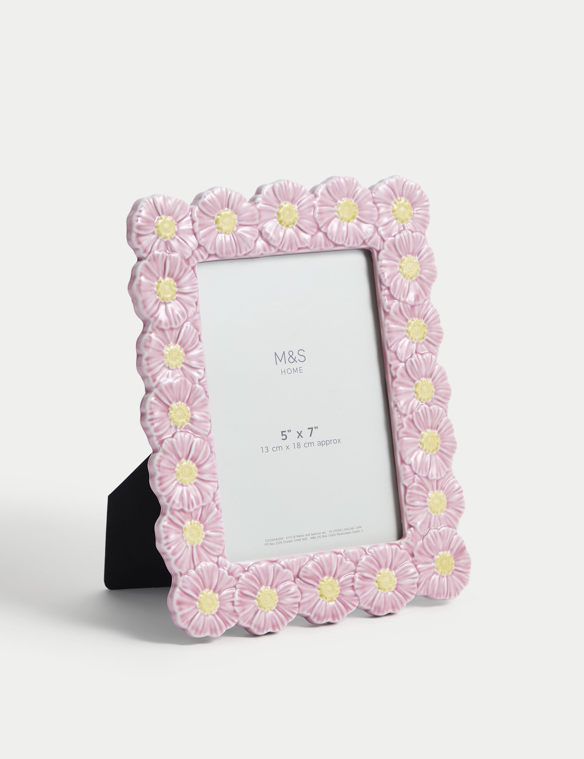 M&S Collection Ceramic Daisy Photo Frame 5x7 inch - Pink, Pink