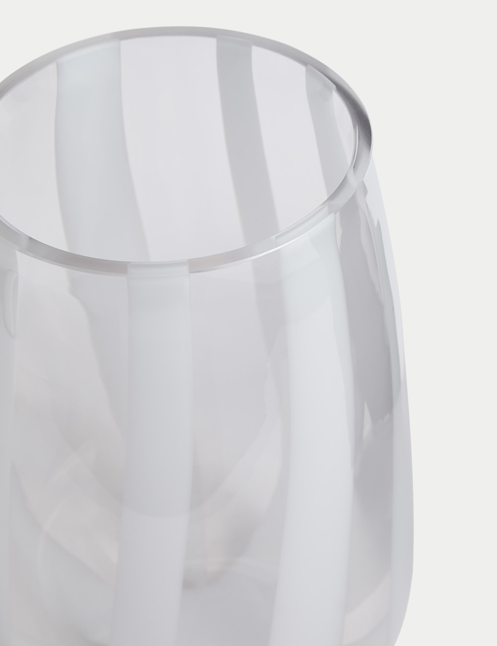 M&S Collection Large Striped Vase - White, Moss,White