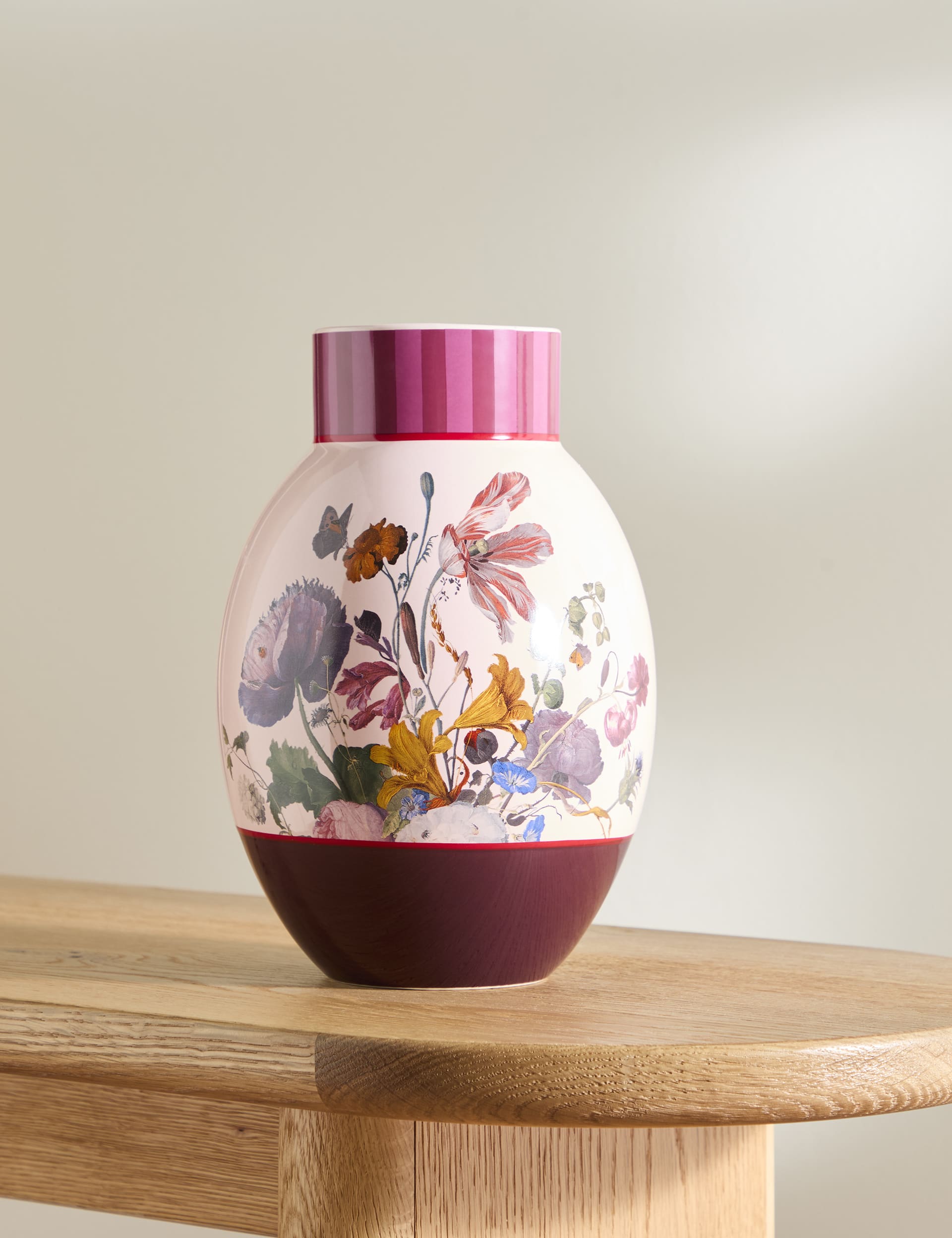 M&S X National Gallery Medium Floral Ceramic Round Vase - Multi, Multi