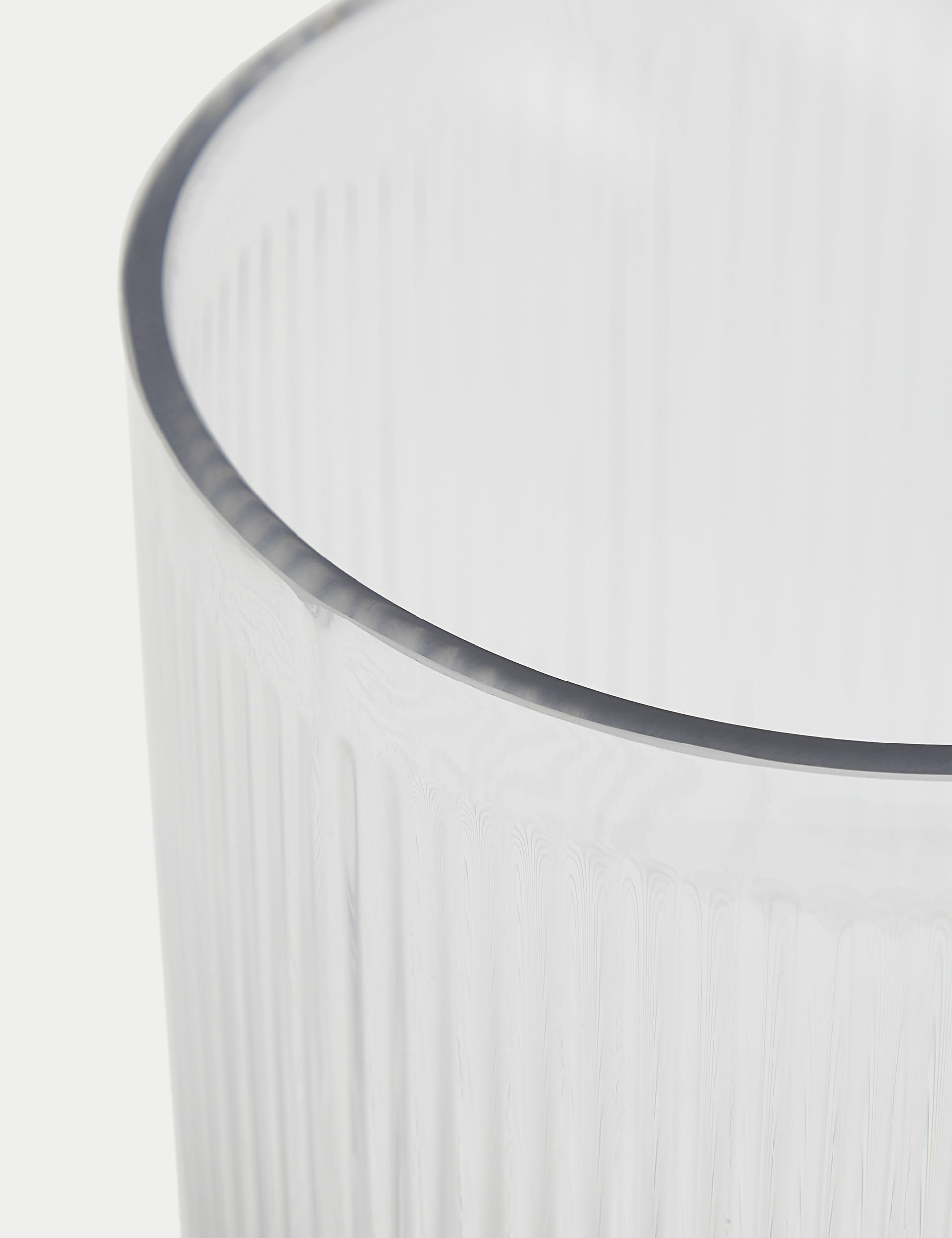 M&S Collection Glass Ribbed Vase - Clear, Clear