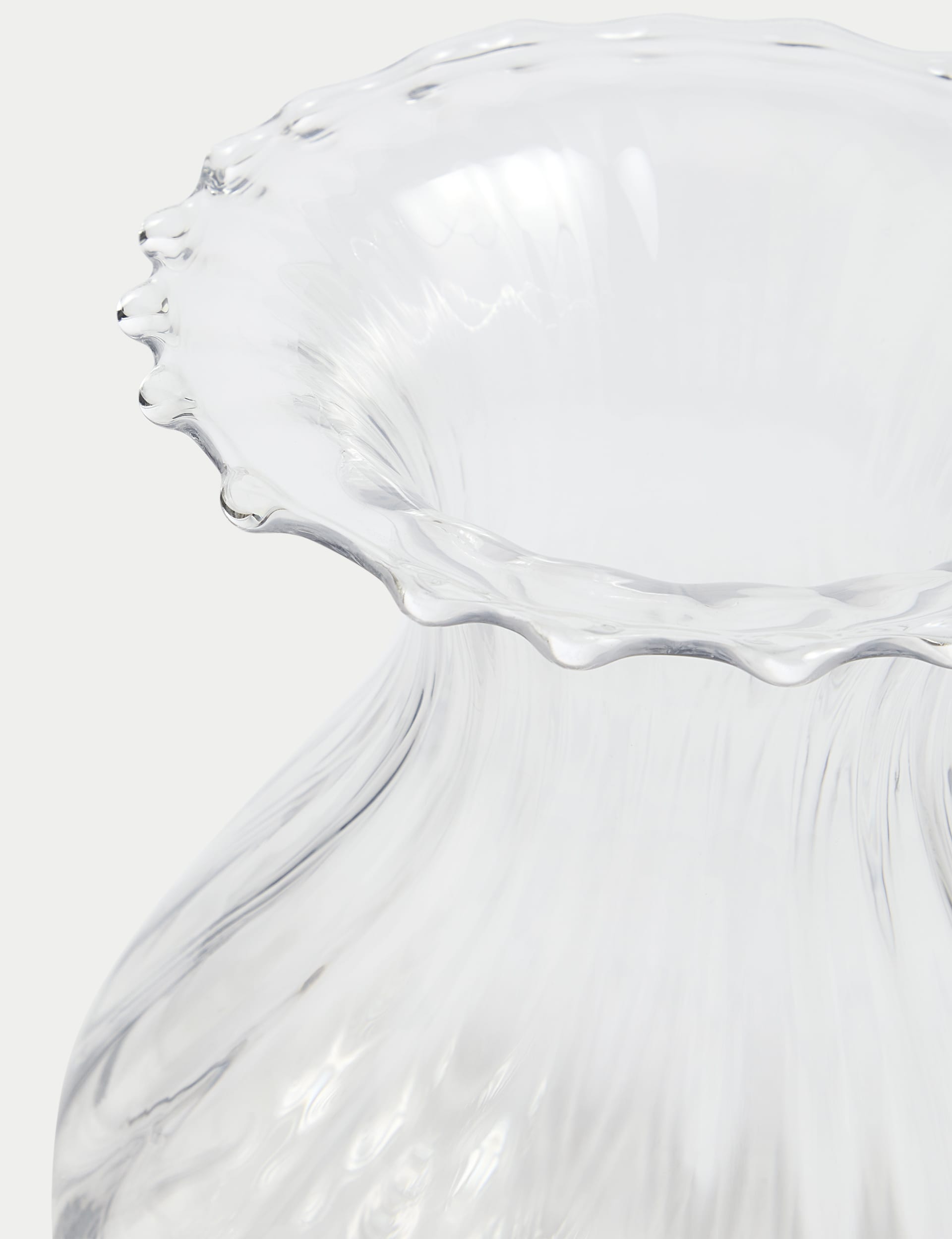 M&S Collection Fluted Glass Bouquet Vase - Clear, Clear