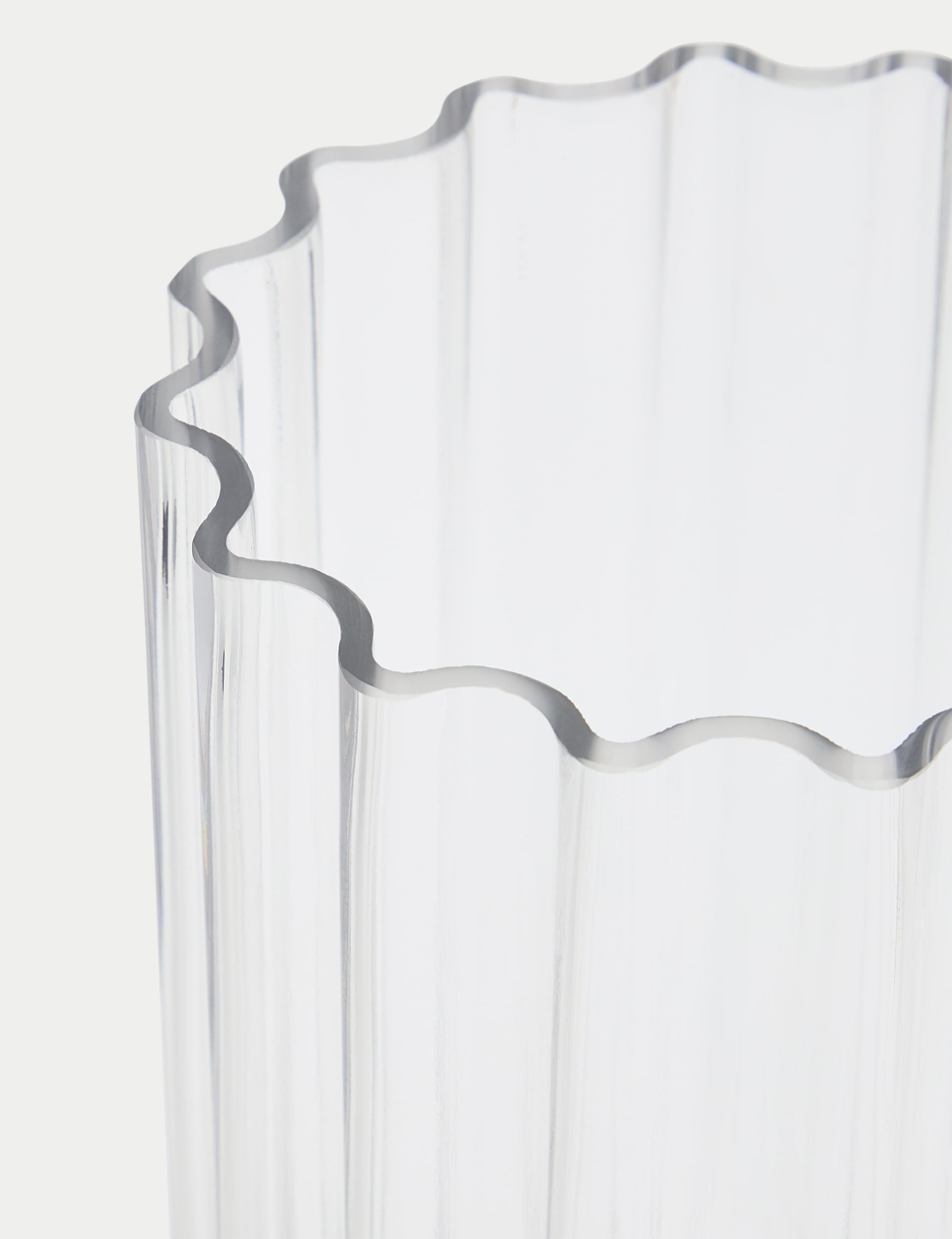 M&S Collection Ridged Glass Cylinder Vase - Clear, Clear