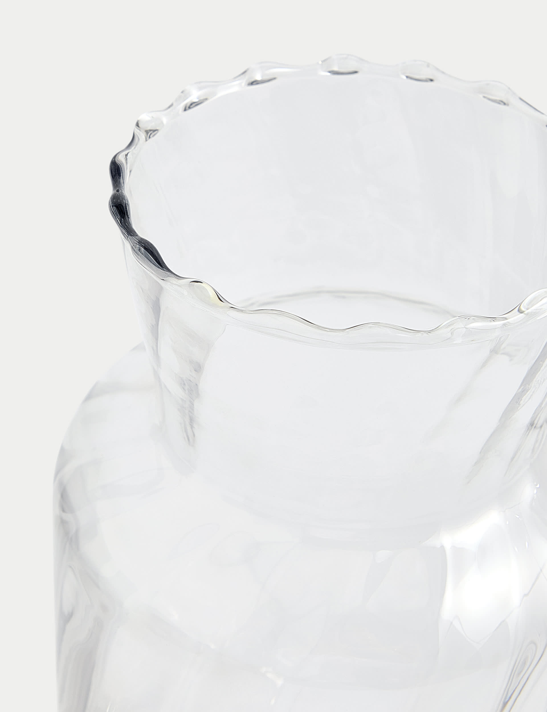 M&S Collection Swirl Ridged Glass Vase - Clear, Clear