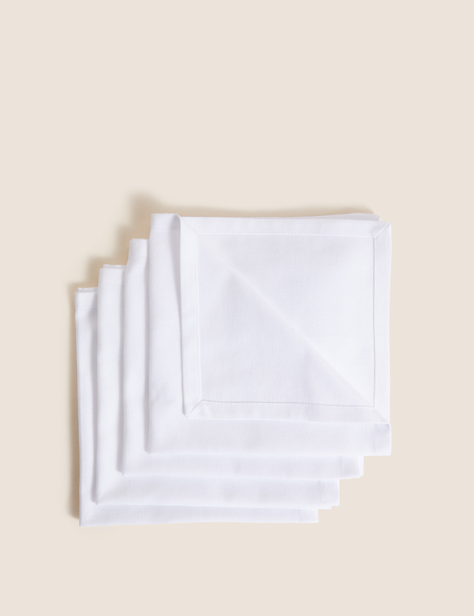 Setof4CottonwithLinenNapkins - White, White